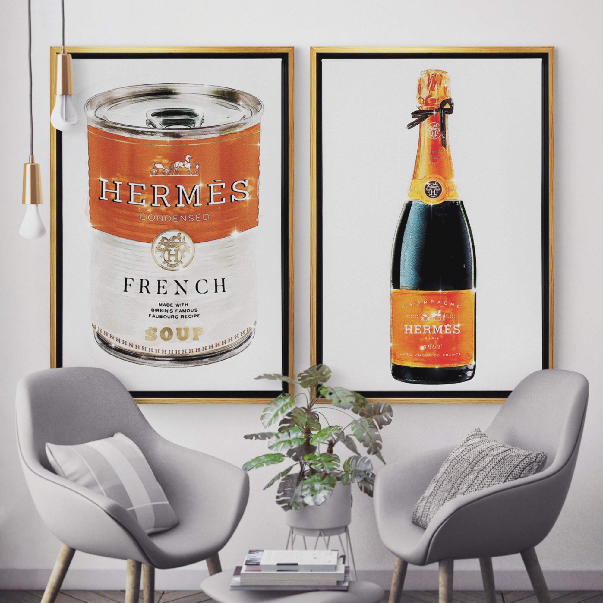 Oliver Gal Artist Co. 'Parisian Luxe Champagne' Framed Wall Art Canvas Print - 10x15 Inches Fashion Glam Home Decor for Living Room, Bedroom & Office