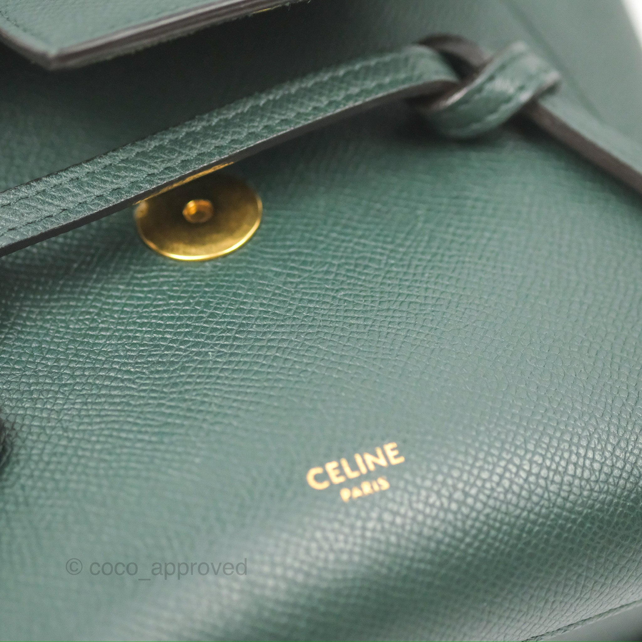 Celine Pico Belt Bag in Amazone Green Grained Calfskin with Gold Hardware - Perfect for Everyday Use, Travel & Fashion Accessories