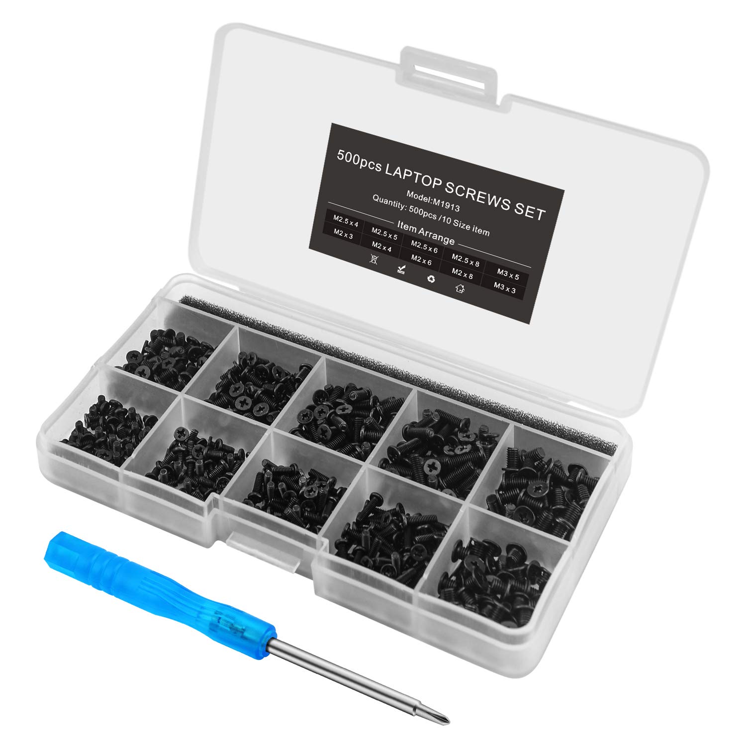 500pcs Universal Laptop Screw Set Kit for IBM HP Dell Lenovo Samsung Sony Toshiba Acer Gateway - Includes Screwdriver | Computer Repair & Maintenance Accessories for DIY Tech Support