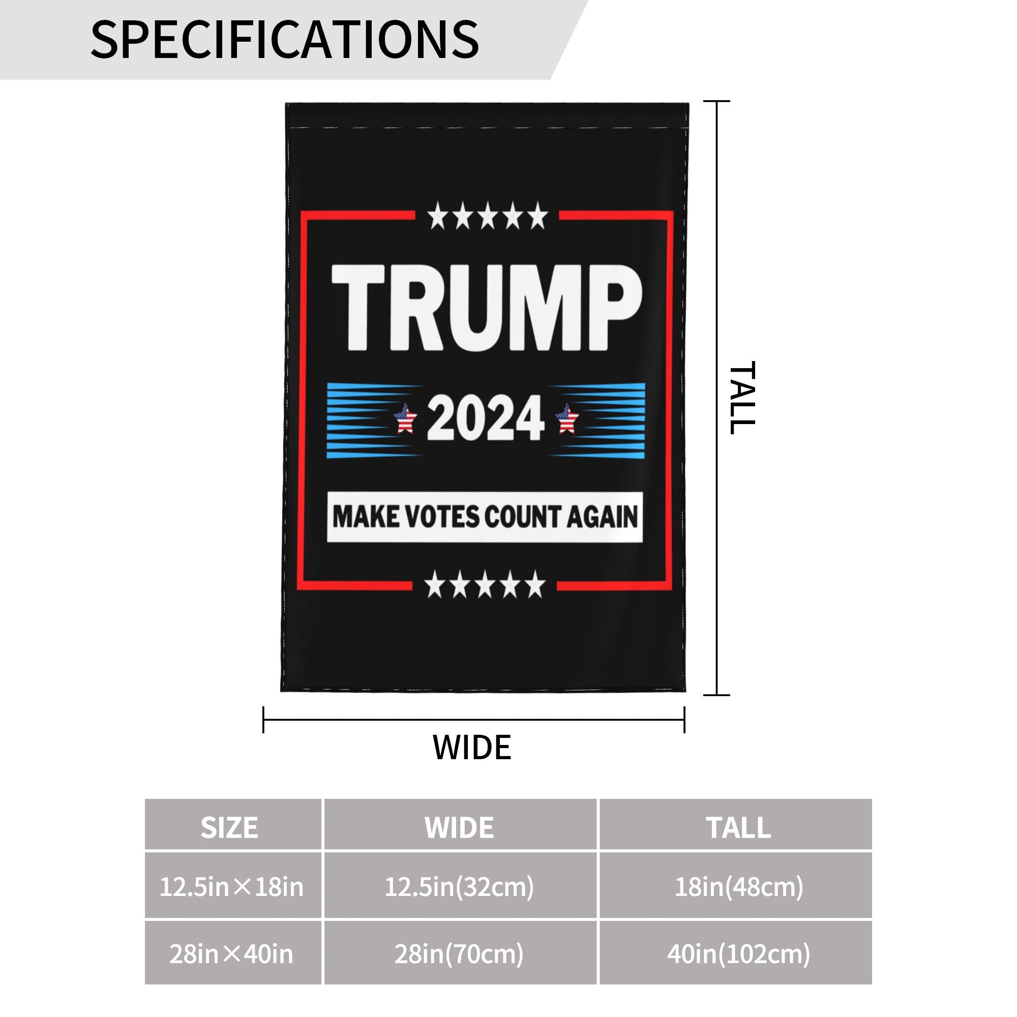 Trump 2024 Garden Flag - Double Sided 12.5