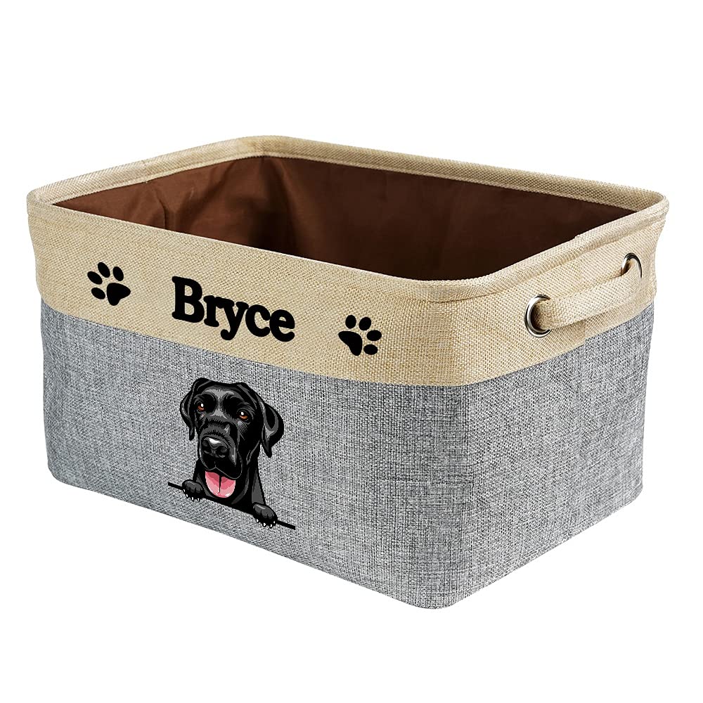Personalized Foldable Storage Basket for Dog Toys - Collapsible Fabric Pet Organizer Bin with Handles for Home, Closet & Shelf - Durable Labrador Design in Grey & White - Perfect for Pet Toy Storage & Home Organization