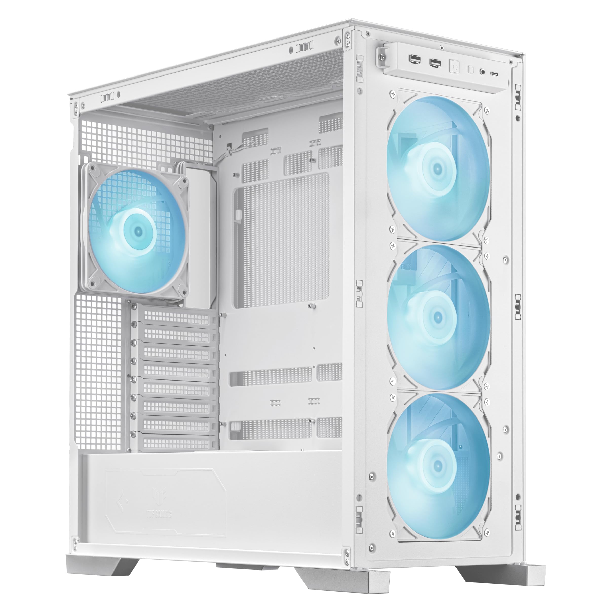 ASUS TUF Gaming GT302 ARGB White Edition ATX Mid-Tower PC Case - 4x 140mm ARGB Fans for Optimal Airflow & Cooling, Interchangeable & Detachable Panels, Hidden-Connector MB Support - Perfect for Gaming Rigs & High-Performance PC Builds
