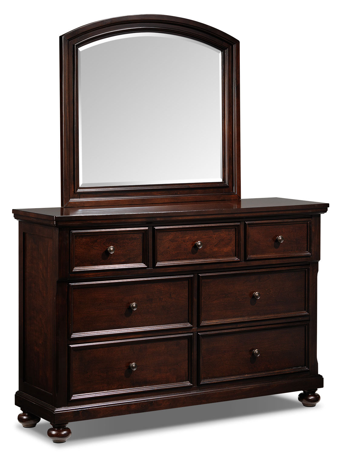 7-Drawer Chester Dresser in Cherry Finish - Stylish Bedroom Storage for Clothes, Linens & Accessories