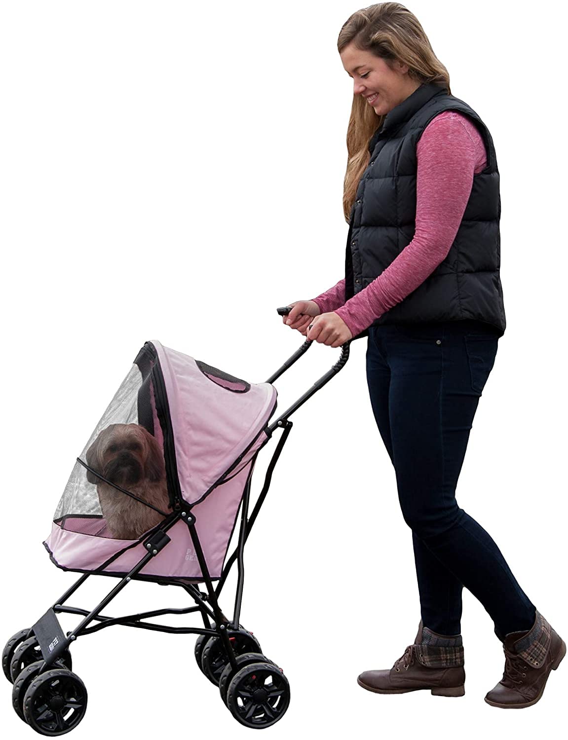 Pet Gear Travel Lite Plus Stroller - Compact & Easy Fold Pet Carrier for Small Dogs & Cats Up to 15 lbs | No Assembly Required with Large Wheels | Perfect for Vet Visits, Travel & Outdoor Adventures (3 Color Options)