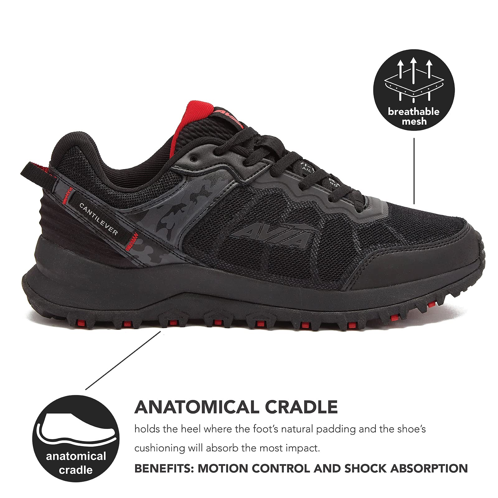 Avia Ultra Men's Trail Running Shoes - Lightweight Breathable Mesh Sneakers for Hiking, Jogging & Outdoor Activities | Non-Slip Comfortable Athletic Footwear