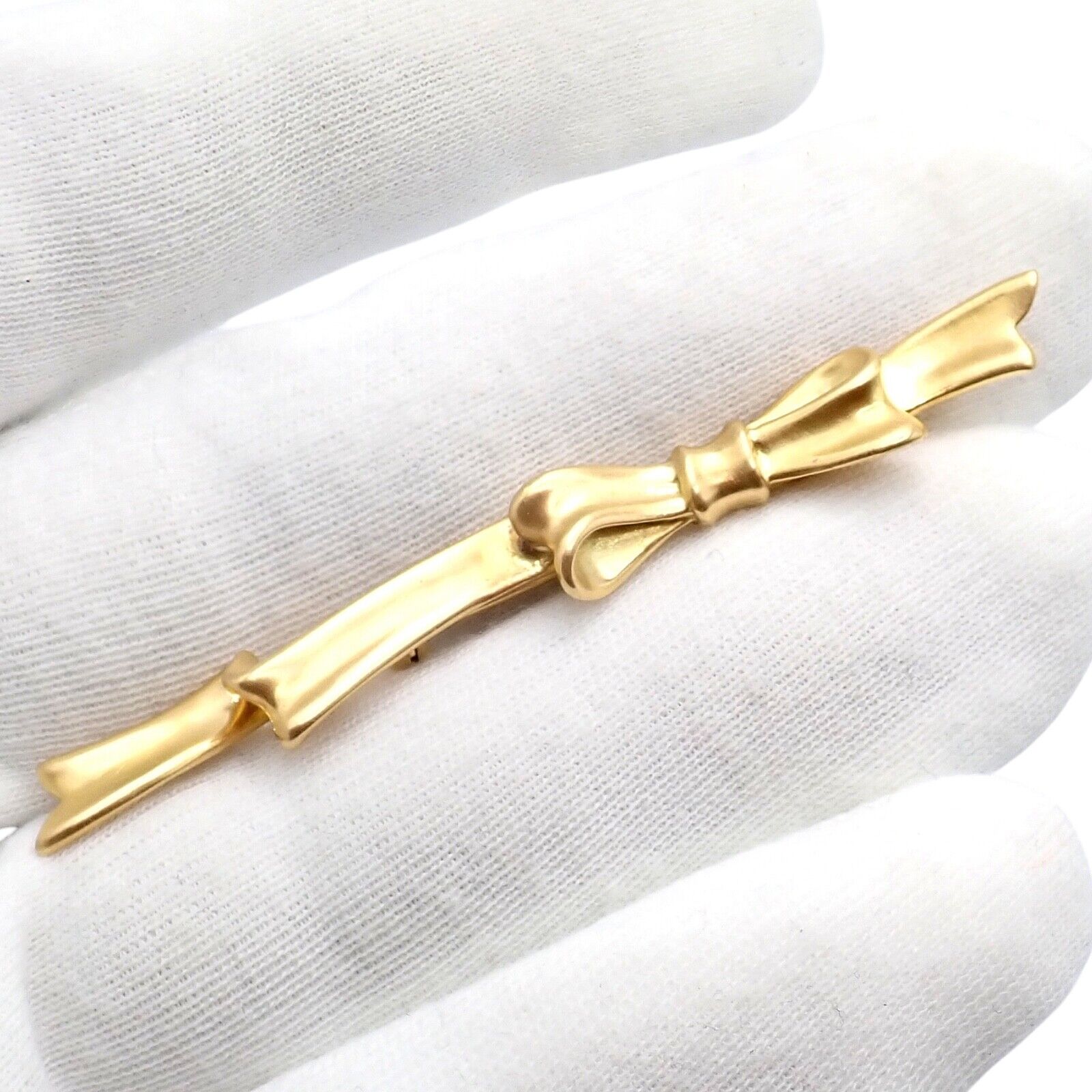 Authentic Angela Cummings 18k Yellow Gold Long Ribbon Bow Pin Brooch Vintage 1984 - Elegant Jewelry Gift for Women, Perfect for Weddings, Parties & Special Occasions
