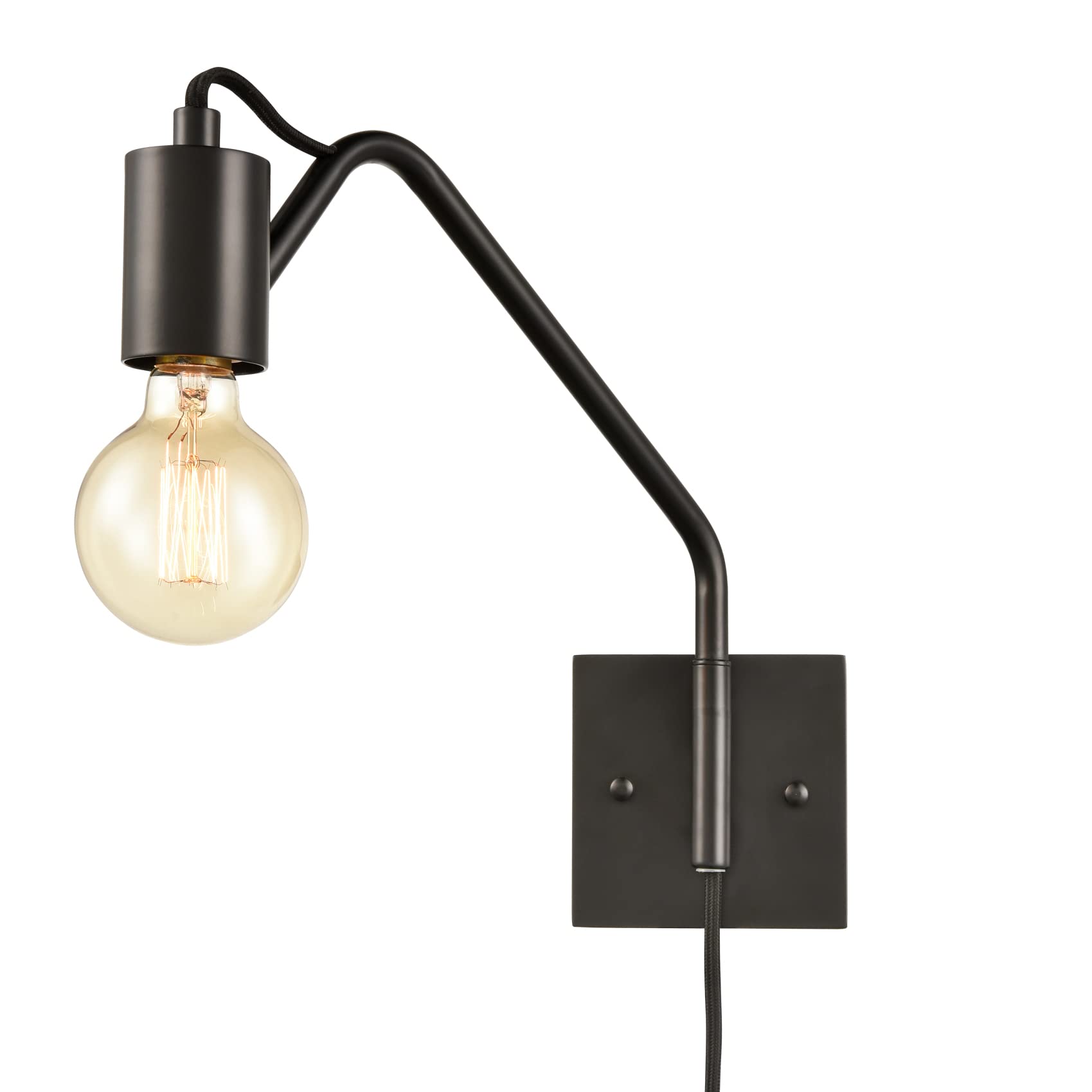 DAYCENT Farmhouse Plug-in Wall Sconces Set of 2 - Black Swing Arm Wall Lights with On/Off Switch - Rustic Wall Lighting Fixtures for Bedroom, Living Room, Hallway & Dining Room - Perfect for Reading Nook and Cozy Home Decor