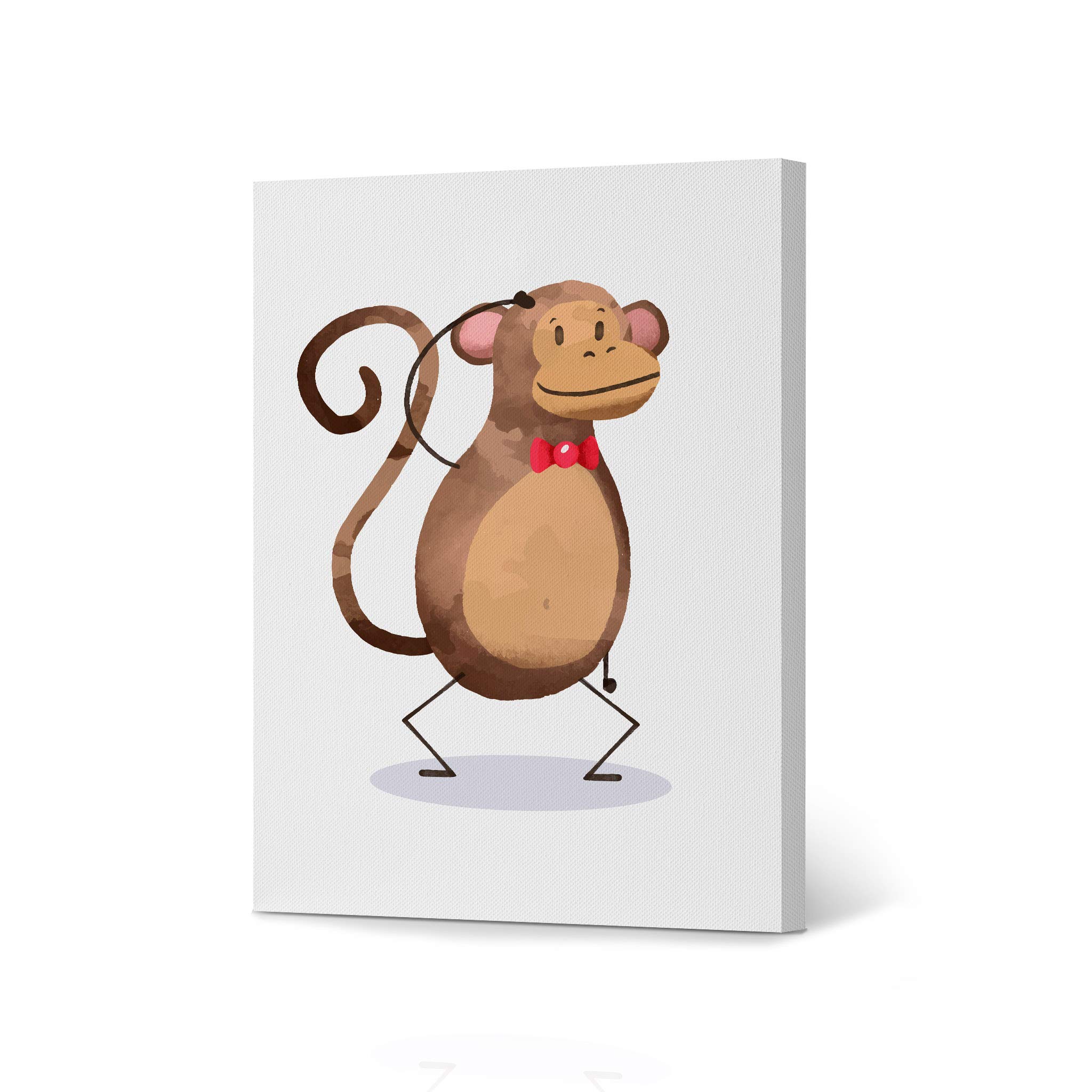 Handmade Monkey Painting Nursery Wall Art - 40x30 Inch Canvas Print for Baby Girl & Boy Room Decor - Framed & Ready to Hang - USA Made - Perfect for Kids Bedroom, Playroom & Baby Shower Gifts