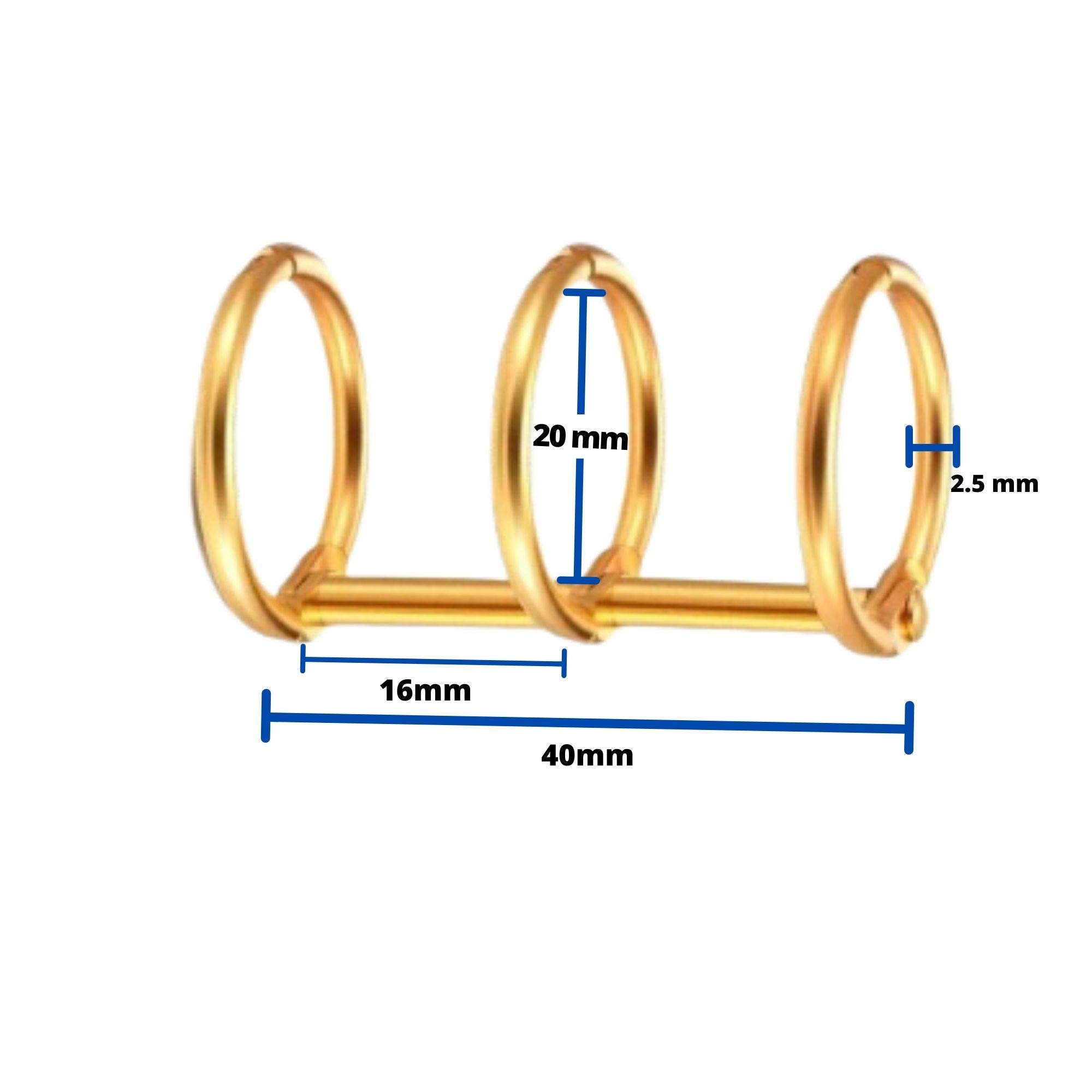 Performore 3-Hole Gold Loose Leaf Binder Rings - 3/4