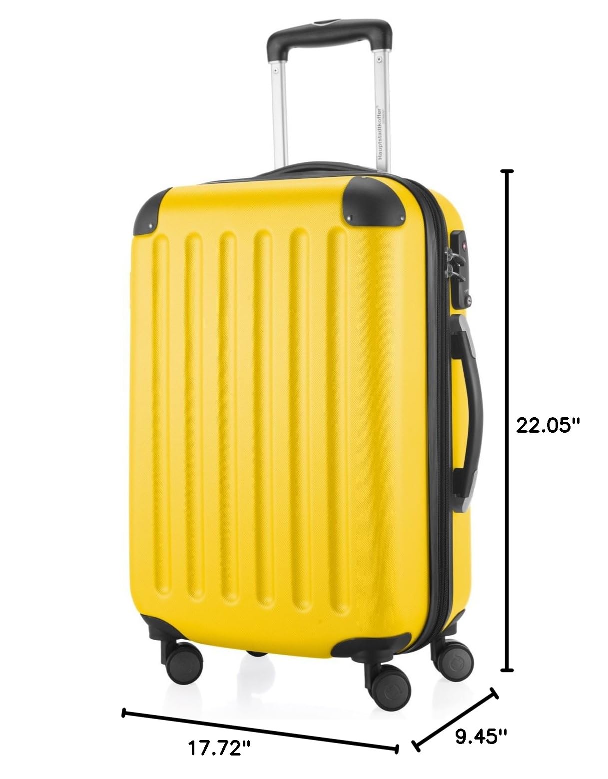 Premium Yellow 55cm Suitcase - Lightweight Durable Luggage for Travel, Business Trips & Weekend Getaways | Hauptstadtkoffer Brand
