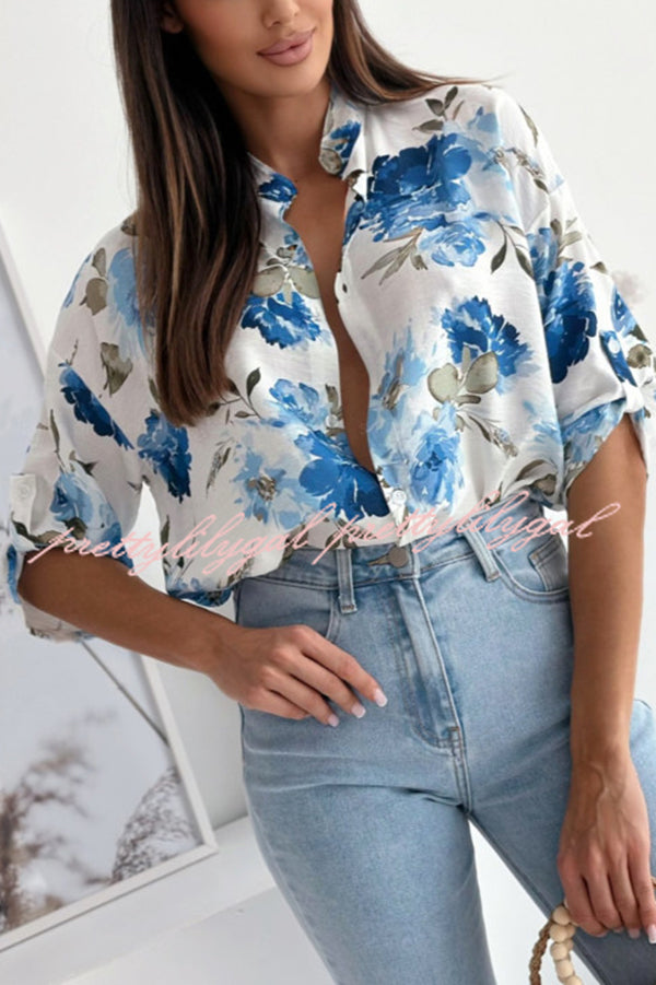 Stylish Floral Print Casual Shirt Top for Women - Summer Blouse with Comfortable Fit - Perfect for Office, Date Night & Weekend Outings