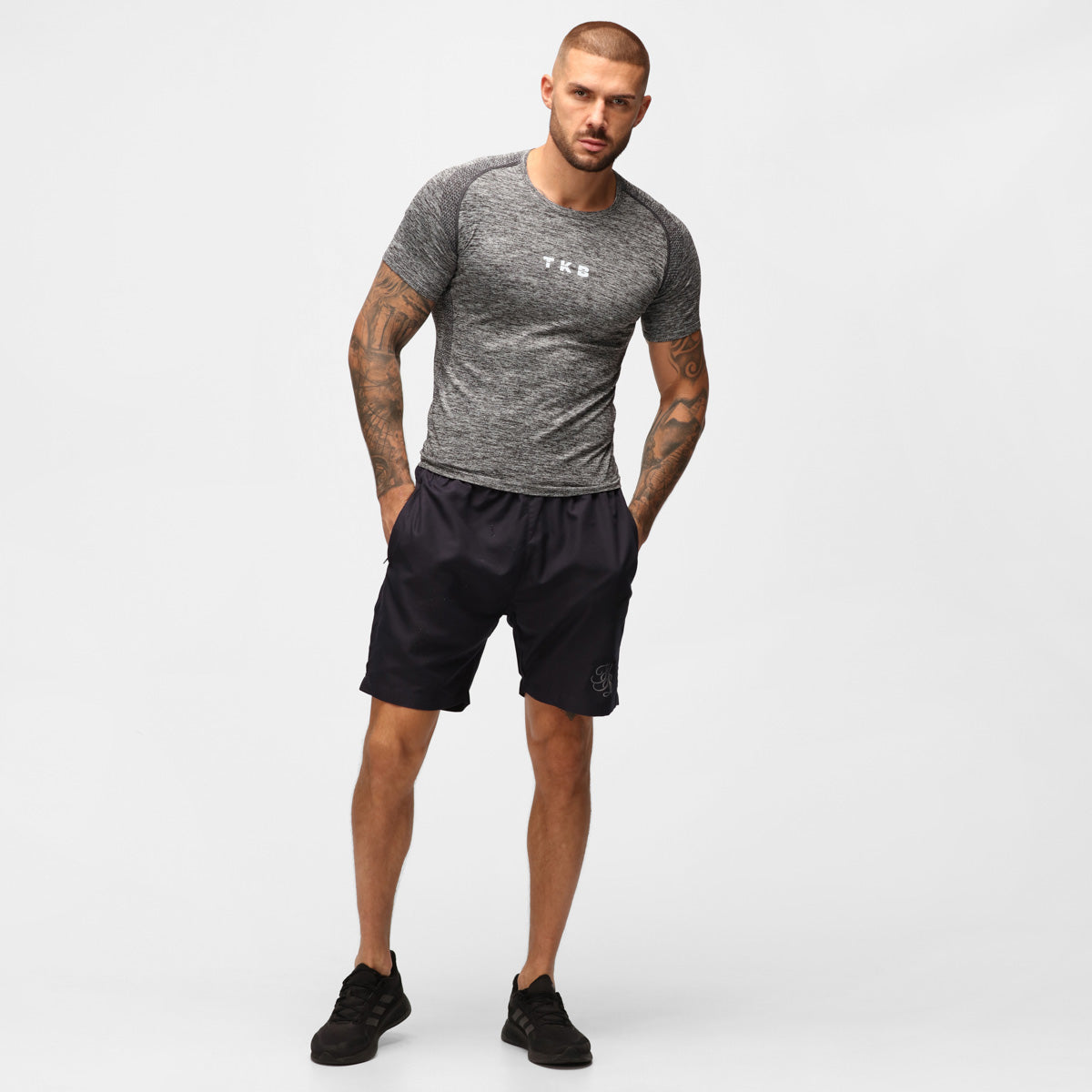 TKB Men's Charcoal Performance Seamless T-Shirt - Moisture Wicking & Breathable Workout Tee for Gym, Running & Casual Wear