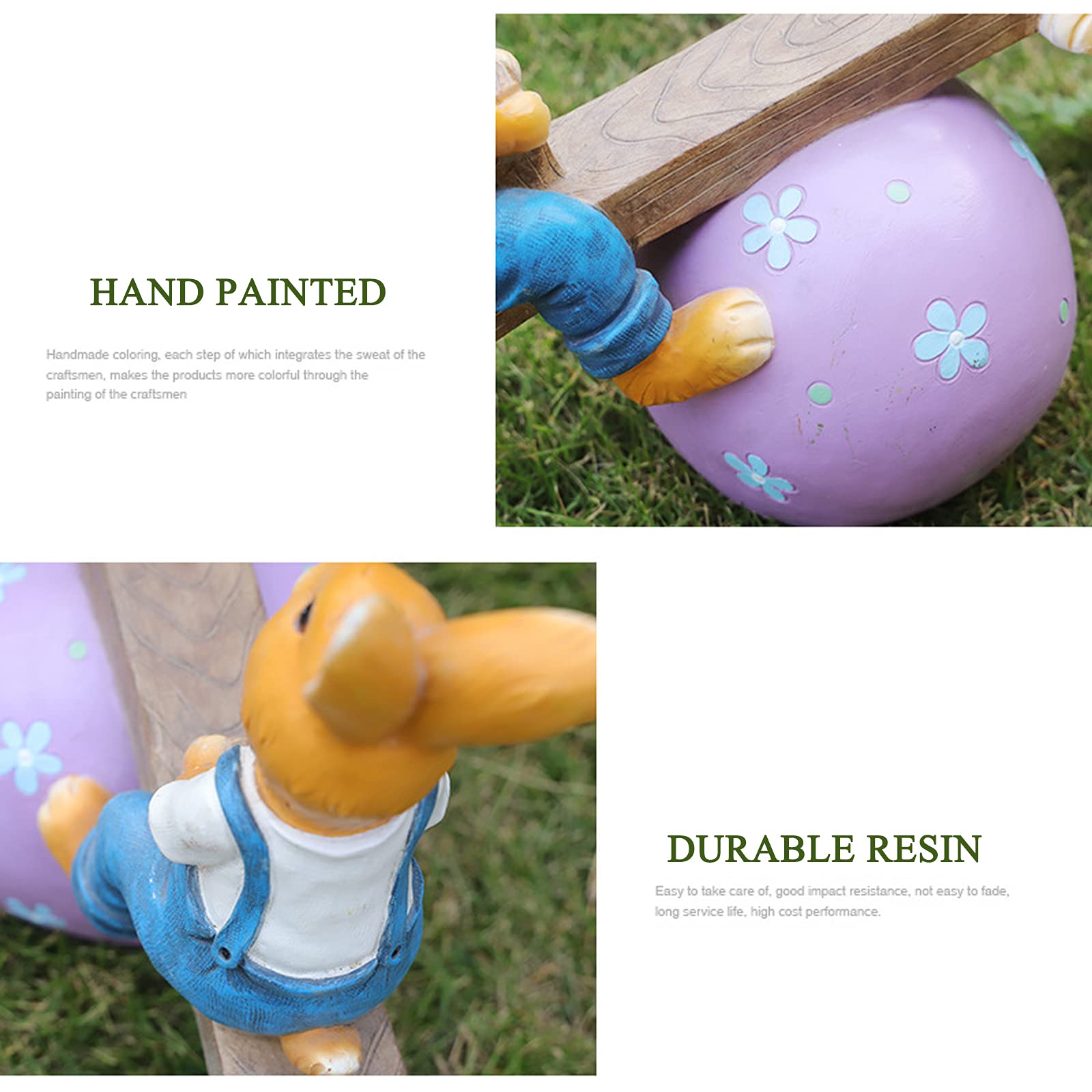 Resin Rabbit Garden Statues - Outdoor Bunny Couple Sculpture for Lawn, Patio & Yard Decor - Handcrafted Animal Ornament Gift for Garden Lovers