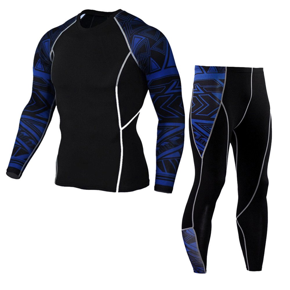 WEUIE Men's Workout Tracksuit Set - Gym Running Yoga Athletic Skinny Pants & T-Shirt Combo | Sweatsuit for Fitness Training, Jogging & Casual Wear