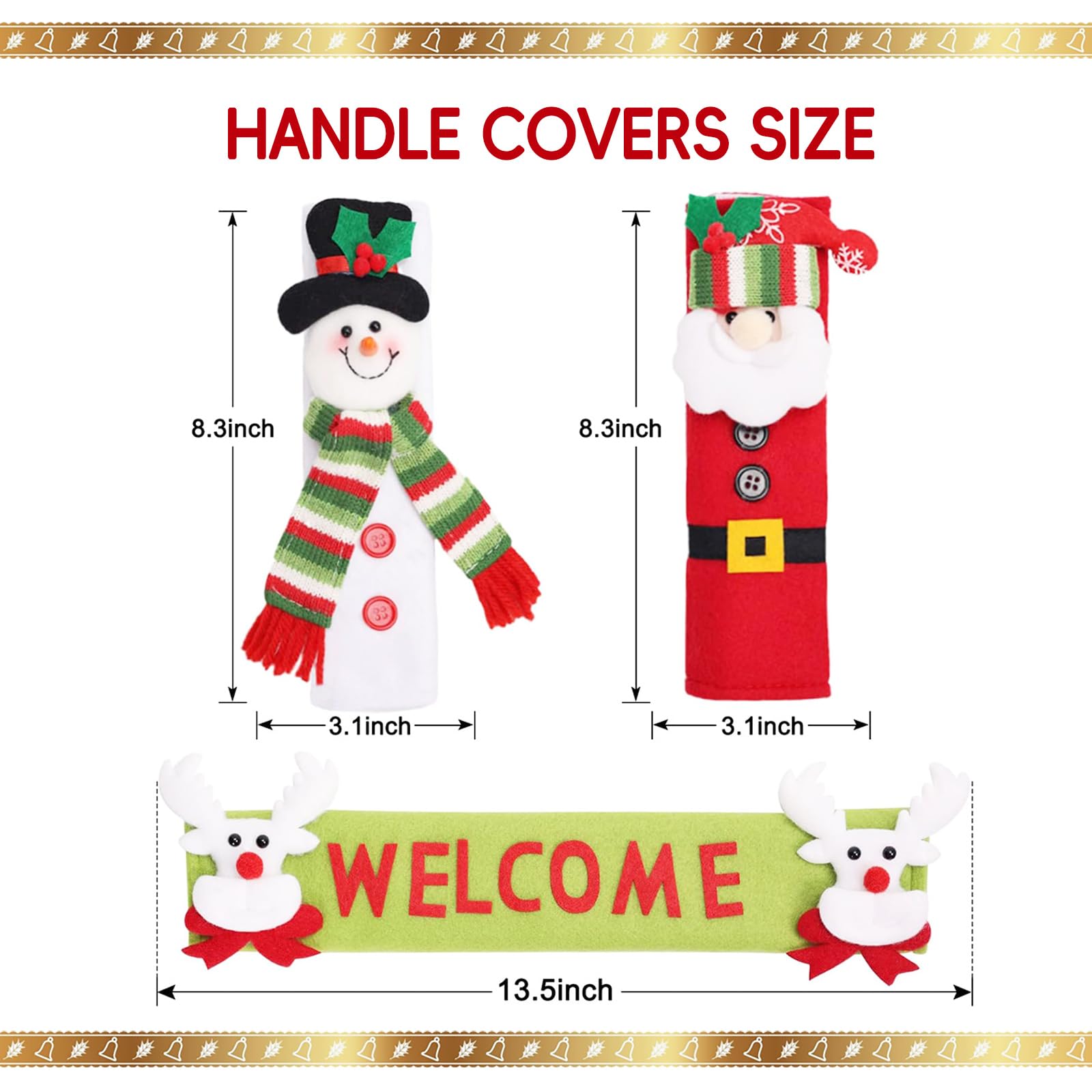 3-Pack Snowman Christmas Refrigerator Handle Covers - Festive Kitchen Decor for Cabinets & Doors - Perfect for Holiday Home & Party Decorations