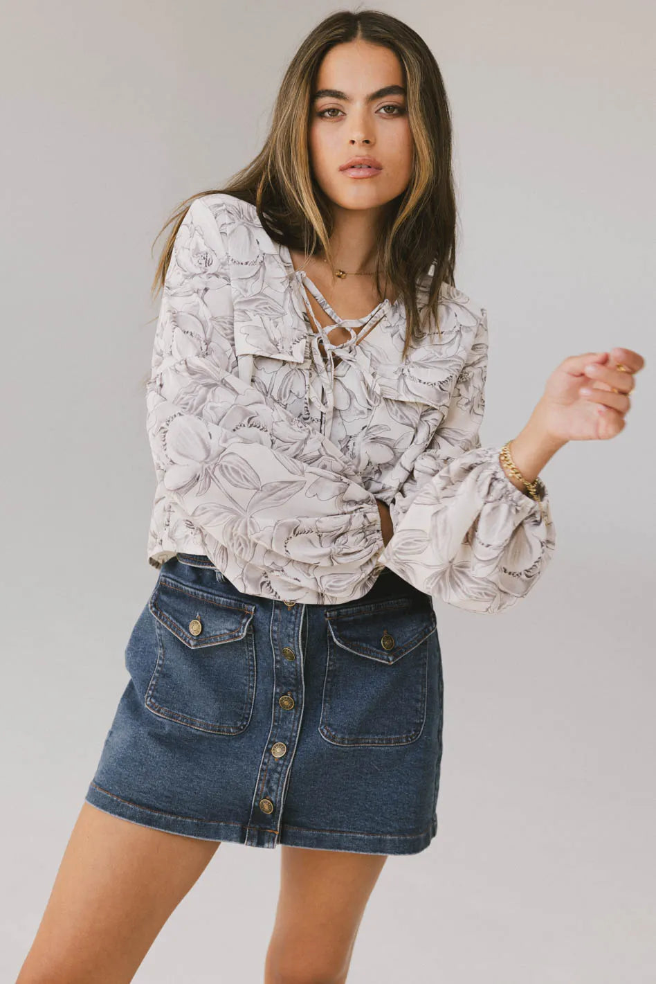 Isa Floral Blouse in Cream - Elegant Women's Floral Print Top for Spring & Summer | Perfect for Office, Date Night & Casual Outings | FINAL SALE