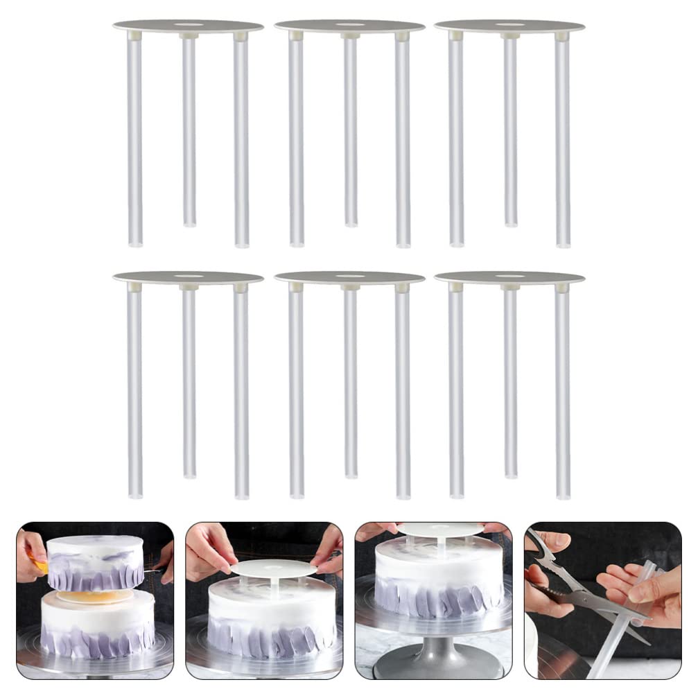 Operitacx 6-Piece Reusable Cake Tier Support Kit - Sturdy Cake Stacking Dowels & Boards for Tiered Cake Construction - Perfect for Wedding, Birthday & Special Occasion Baking Supplies