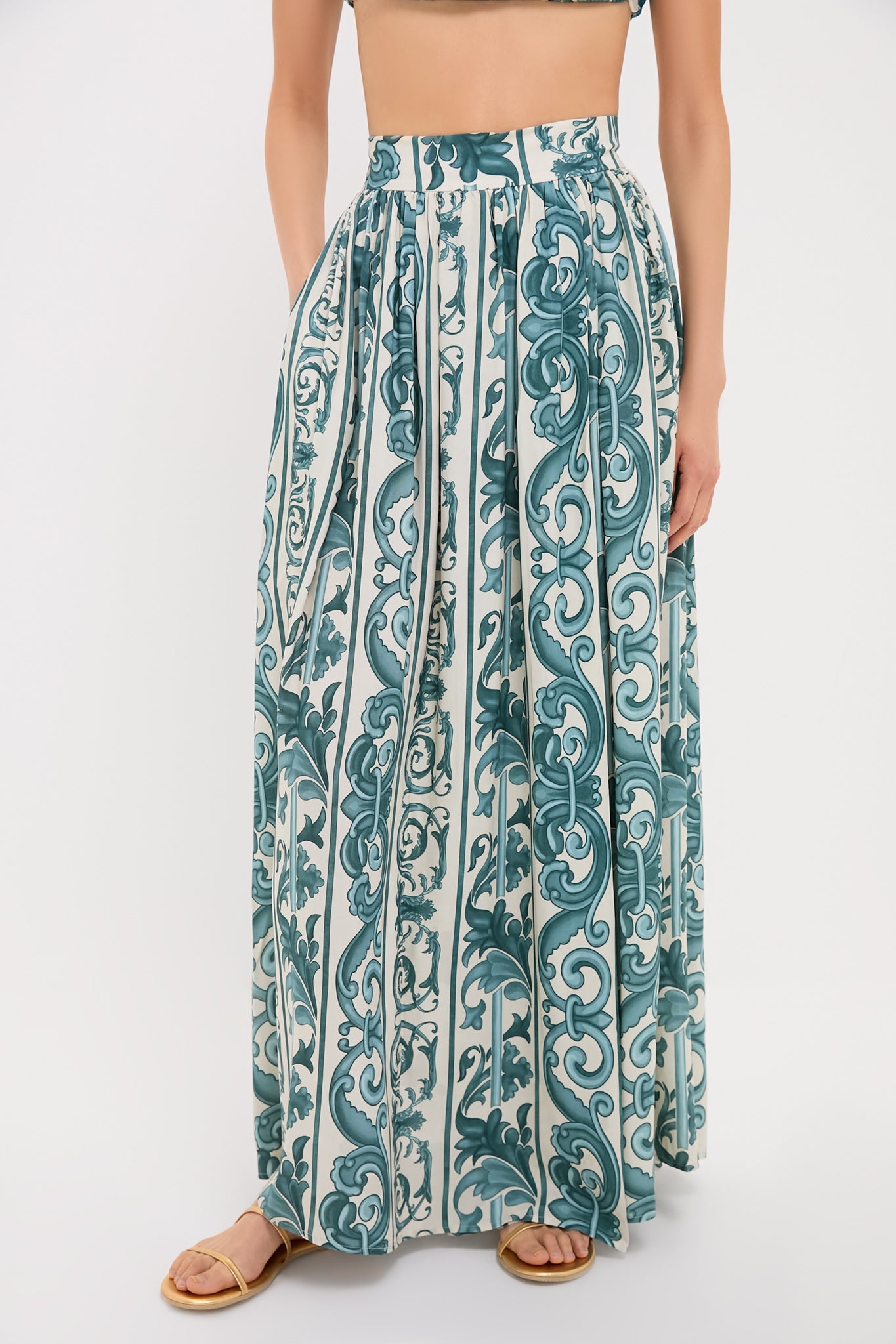 Blue Hera High Slit Maxi Skirt for Women - Elegant Boho Flowy Long Skirt for Summer, Beach, Party & Casual Wear