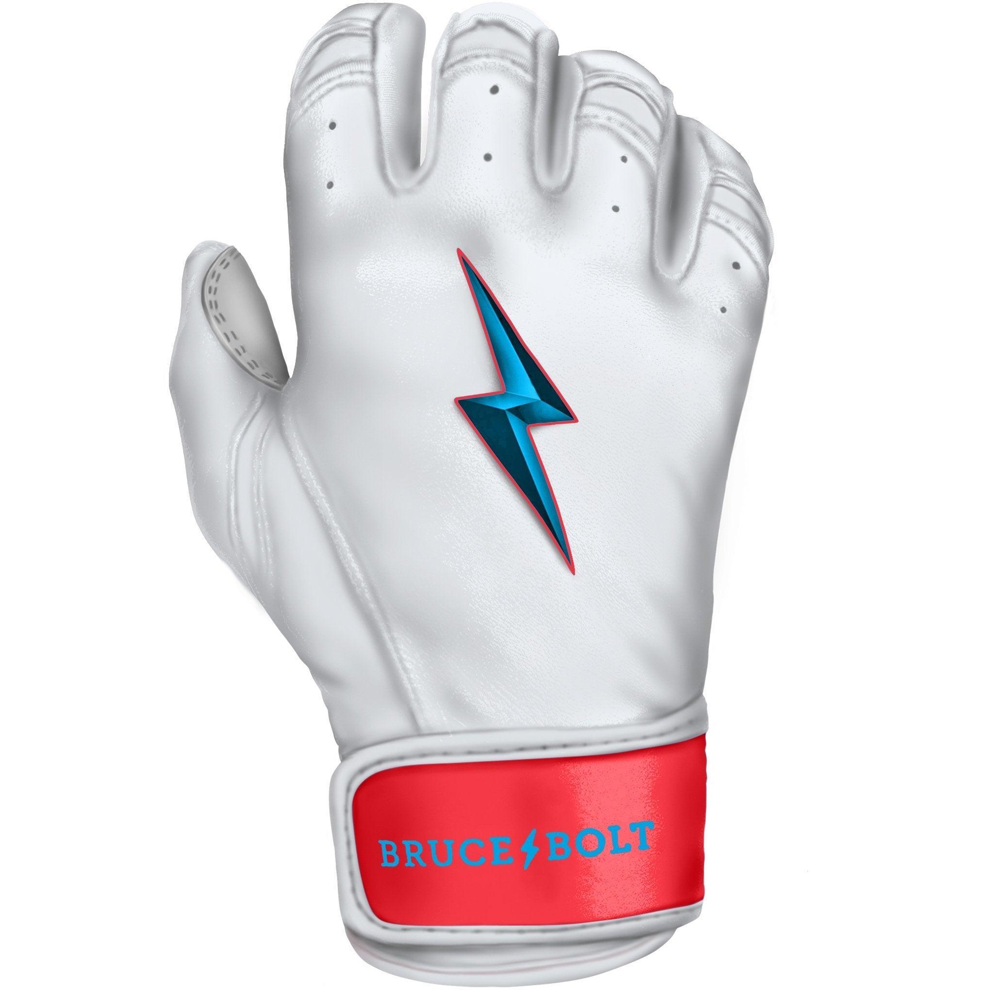 Bruce Bolt PREMIUM PRO BRINSON Series Baseball Batting Gloves - White | Durable & Comfortable for Baseball Training & Games | Perfect for Hitting, Fielding & Batting Practice