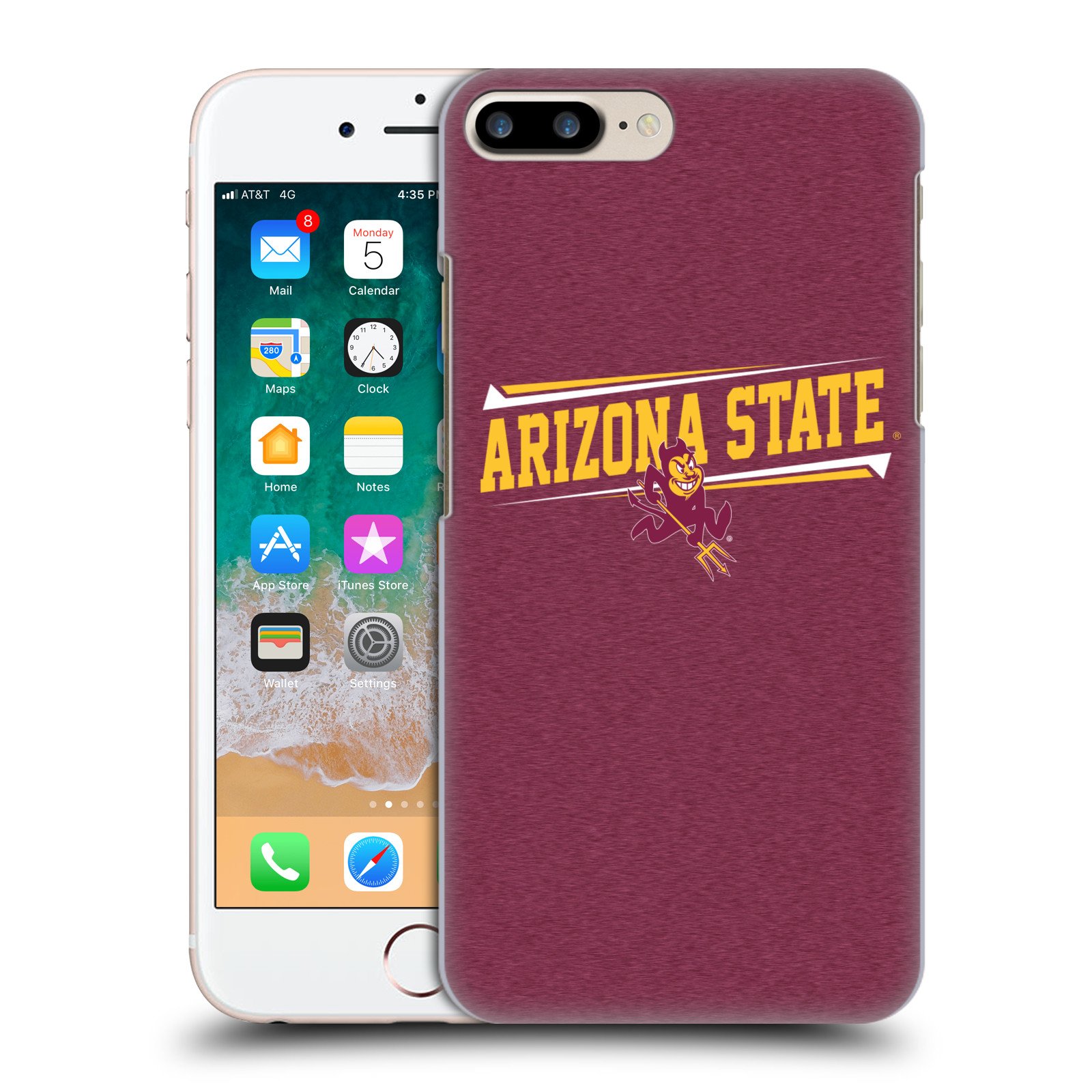 Official Arizona State University ASU iPhone 7 Plus/8 Plus Hard Case - Licensed Double Bar Design - Perfect for School Pride & Game Day Protection