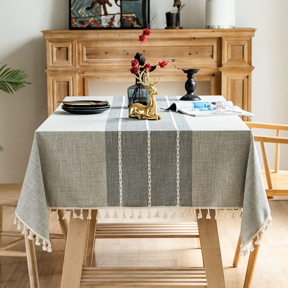 Premium Wrinkle-Free Rectangular Tablecloth for Kitchen & Dining - 55 x 87 Inch Quiet Gray Fall/Christmas/Thanksgiving Party Table Cover - Elegant Home Decor & Holiday Entertaining