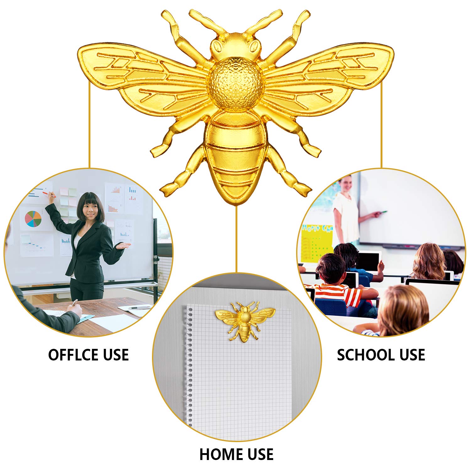 12Pcs Cute Bee Refrigerator Magnets - Adorable Honeybee Fridge & Whiteboard Decor for Office, Kitchen, Home - Perfect for Notes, Photos & Organizing (Bumblebee Theme)