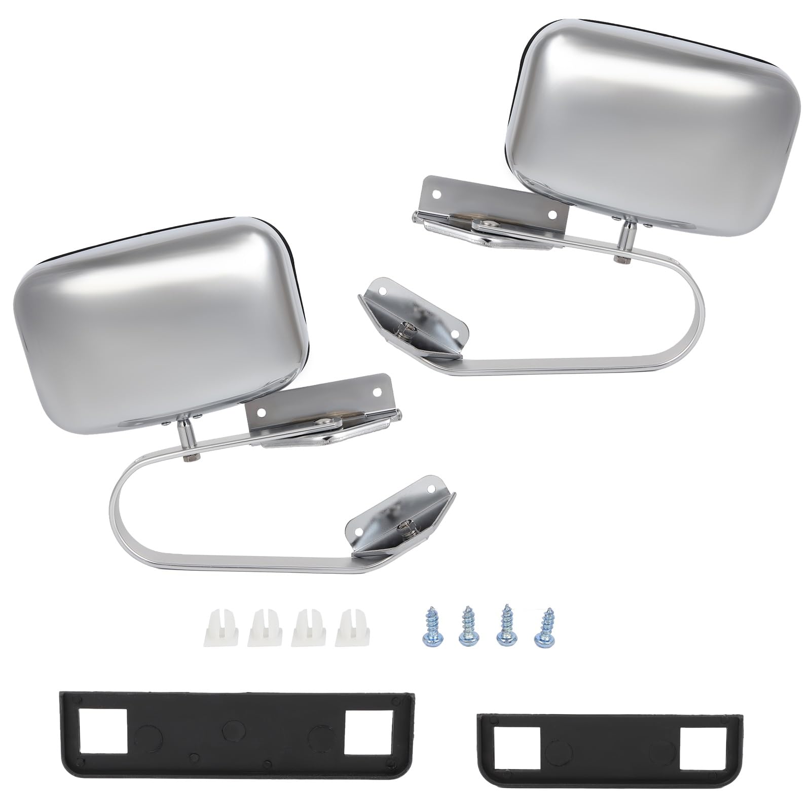 SCITOO Chrome Side View Mirror Pair Replacement for Ford F150 F250 F350 F450 Ranger Bronco Explorer 1980-1996 - Durable Plastic Truck Pickup Mirrors for Enhanced Visibility & Safety While Driving