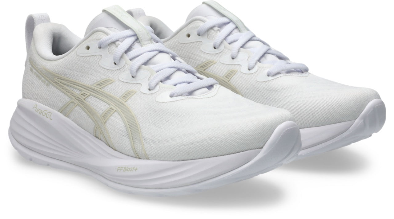 ASICS Women's GEL-Cumulus 27 Running Shoes - 100 White/Lake Grey - Lightweight Cushioned Sneakers for Jogging, Gym Workouts & Daily Walking