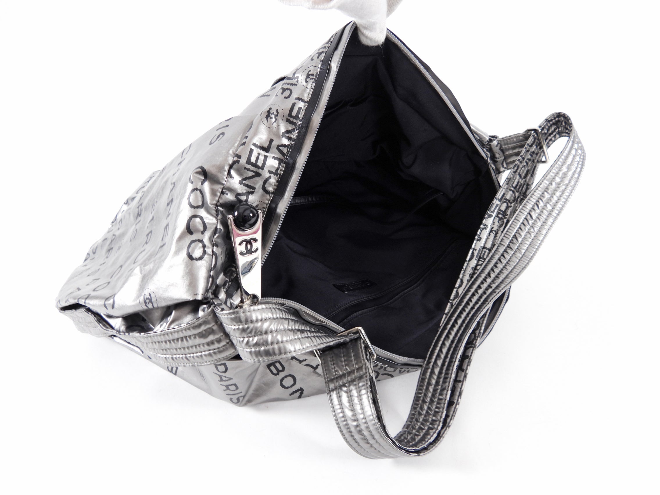 Chanel Silver Unlimited Nylon Hobo Shoulder Bag for Women - Luxury Designer Handbag for Everyday Use, Travel & Shopping