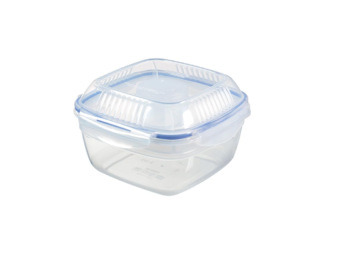 Lock & Lock Easy Essentials 54-Ounce Clear Food Storage Container with Tray - Salad Bowl, Meal Prep & Leftovers Organizer for Kitchen, Office & Picnics