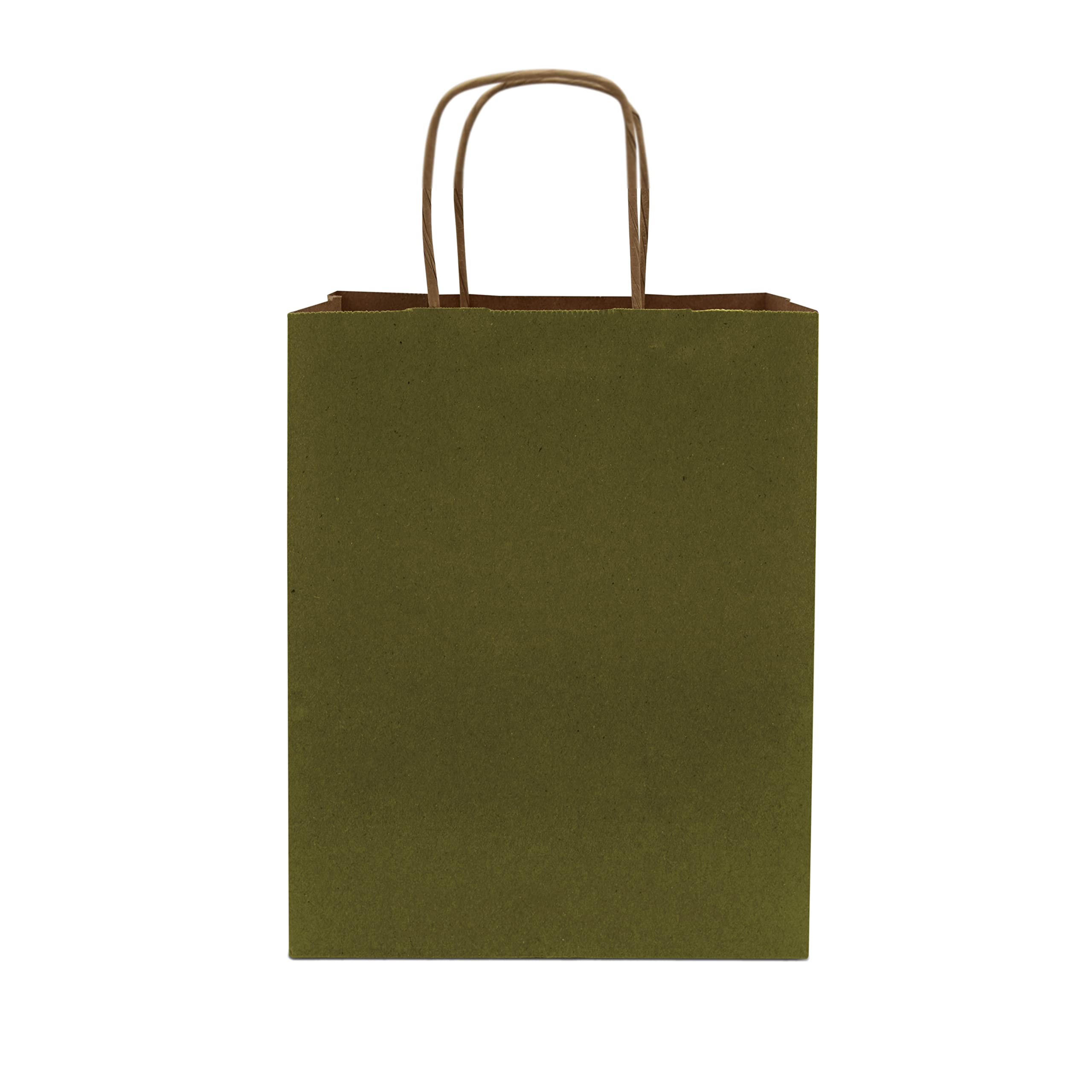 Premium 8x4x10 Inch Small Green Kraft Paper Gift Bags with Handles - 50 Pack Bulk Wholesale for Small Business, Boutique, Christmas Gifts, Party Favors & Retail Packaging | Eco-Friendly & Durable for Weddings, Baby Showers & Holiday Events