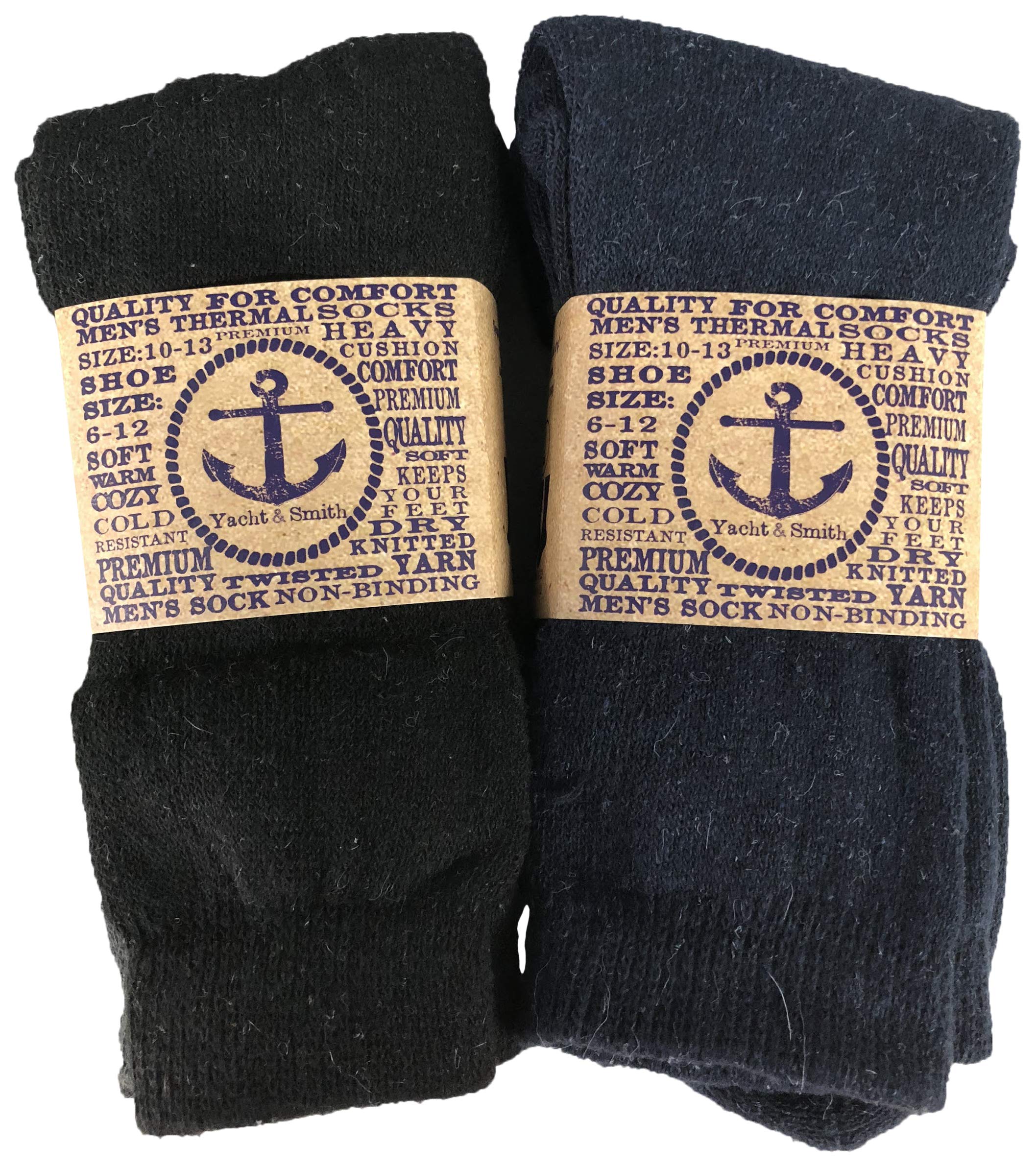 Yacht & Smith Wholesale Bulk Winter Thermal Boot Socks - Warm Wool Blend Crew Socks for Men & Women - Perfect for Snow Boots, Hiking, Skiing & Outdoor Winter Activities