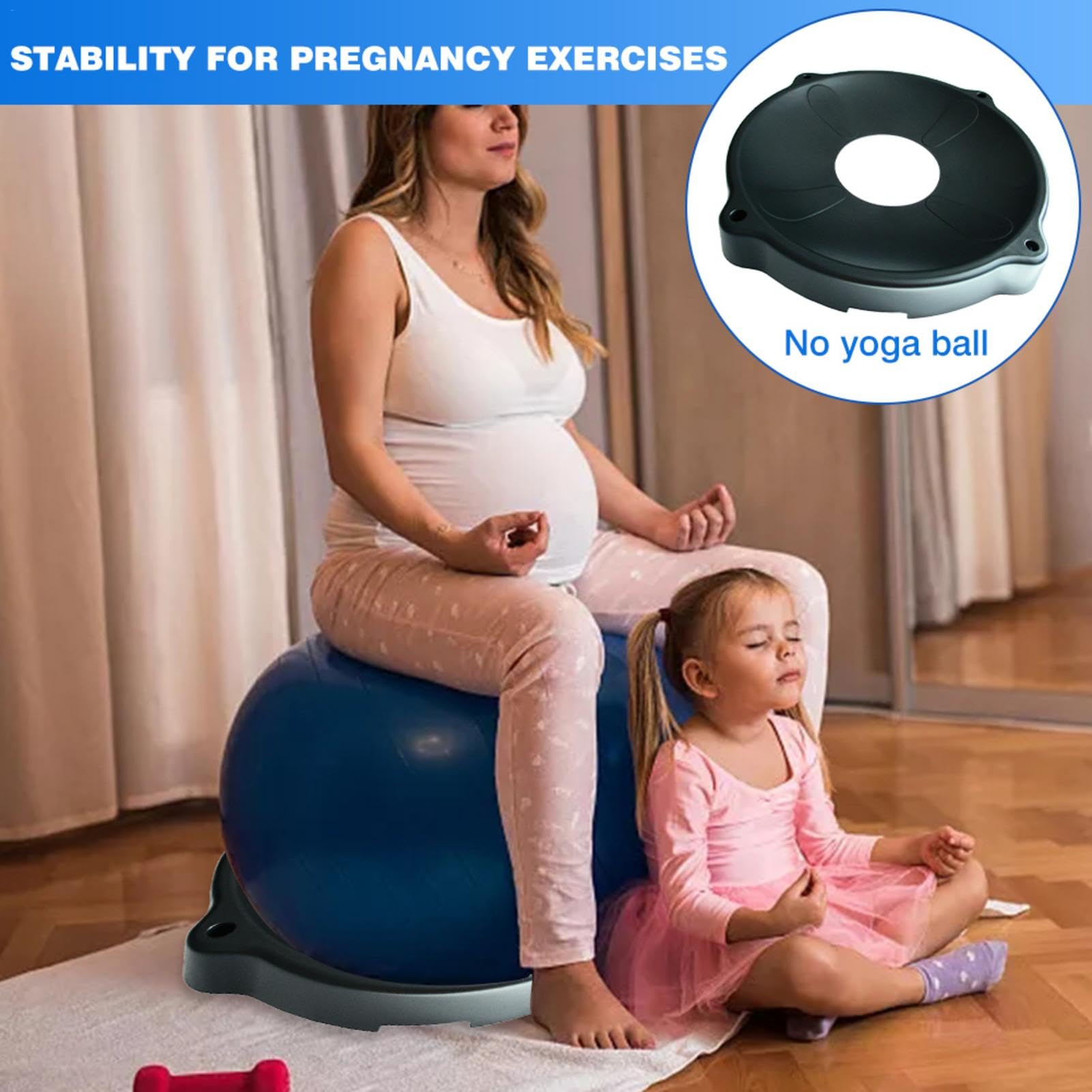 Non-Slip 1/2 Exercise Ball Base - Stability Support for Yoga & Balance Balls | Office Chair Workout Accessory for Home Gym, Yoga Studio & Office Fitness