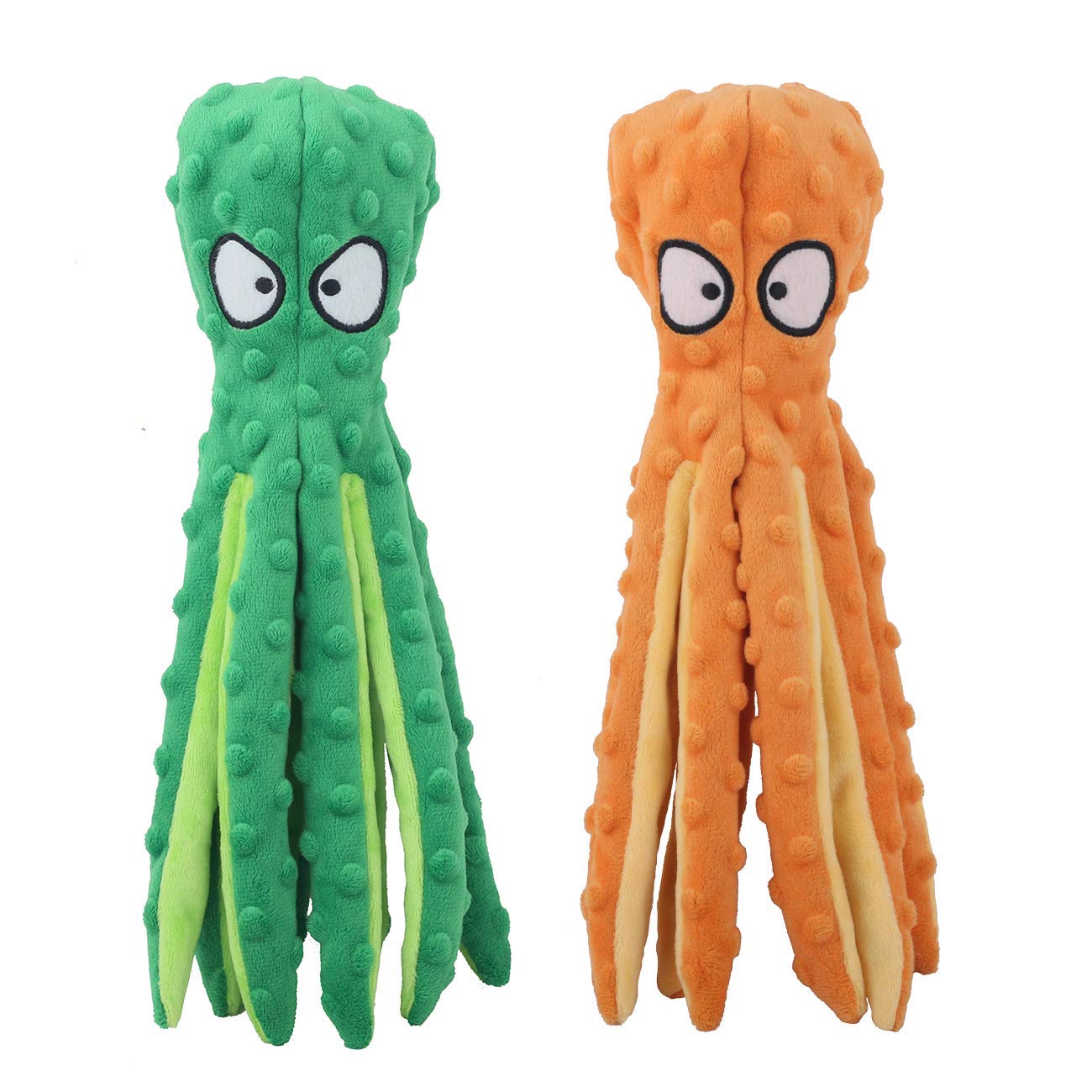 Durable Octopus Dog Squeaky Toys - No Stuffing Crinkle Plush Chew Toys for Puppy Teething, Interactive Training Toys for Small, Medium & Large Dogs - 2 Pack - Perfect for Playtime, Anxiety Relief & Boredom Reduction