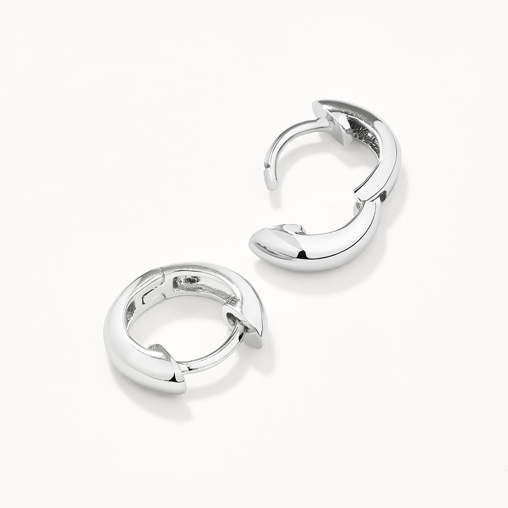 Sterling Silver Midi Huggie Hoop Earrings for Women - Minimalist Everyday Jewelry for Work & Date Night