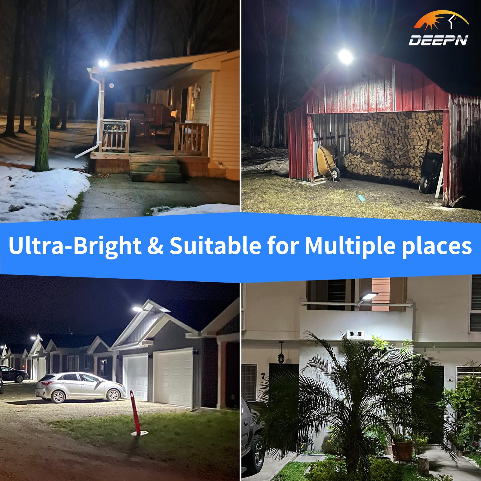 Solar Powered Outdoor Lights - IP66 Waterproof, 6500K Bright White, Dusk to Dawn Security Flood Lights with Motion Sensor & Remote Control - 2 Pack for Yard, Garden, Pathway & Driveway Lighting