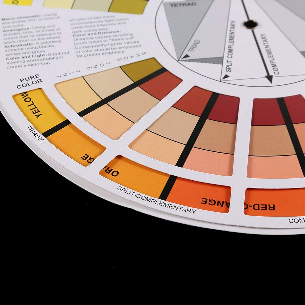 Professional Color Wheel for Tattoo Artists & Painters - Chromatic Circle Mixing Guide Chart with Paper Card - Perfect for Tattoo Design, Painting, Makeup & Art Class Supplies