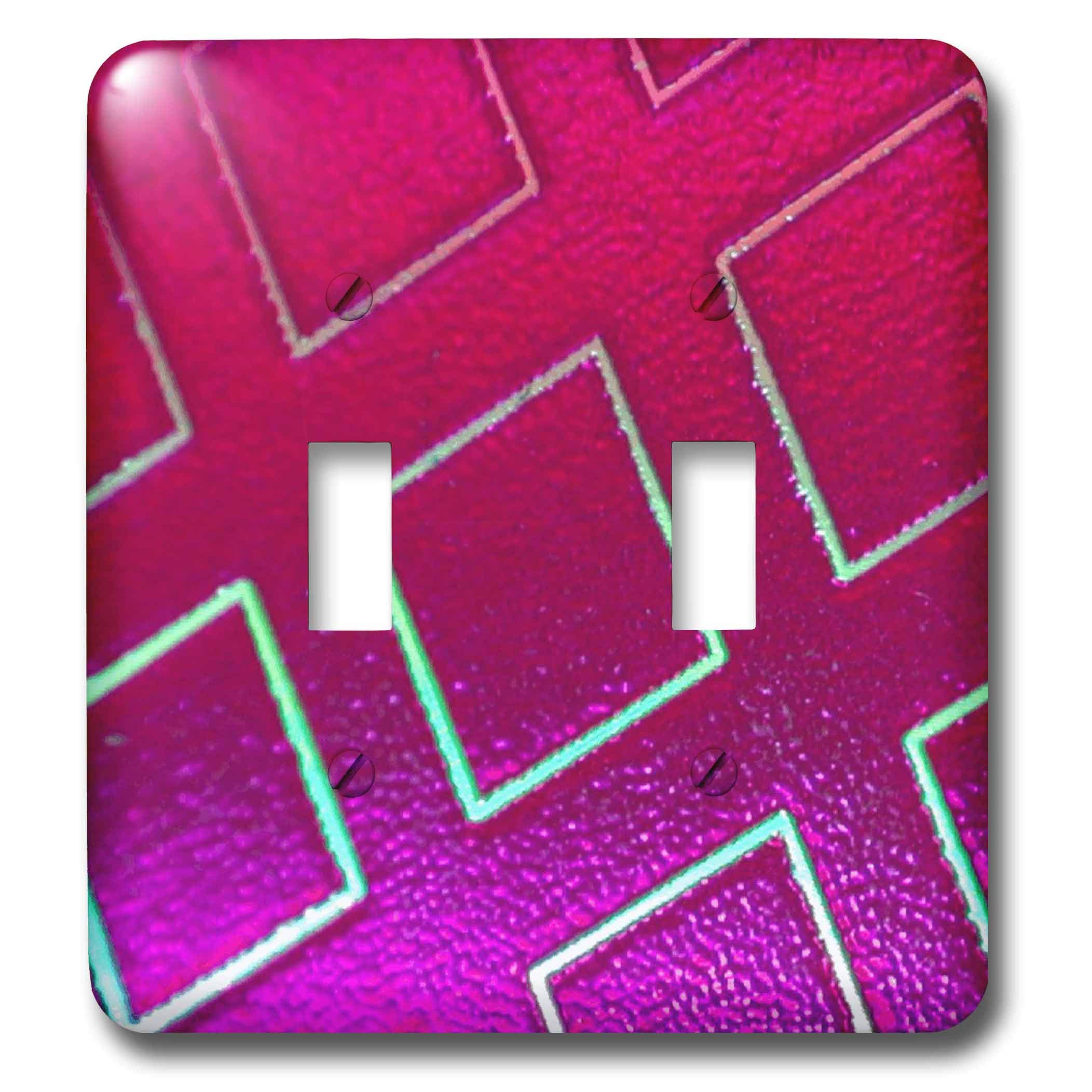 3D Neon Pink Square Double Toggle Switch - Modern Light Control for Bedroom, Gaming Room & Home Decor - 3dRose LLC lsp_11101_2