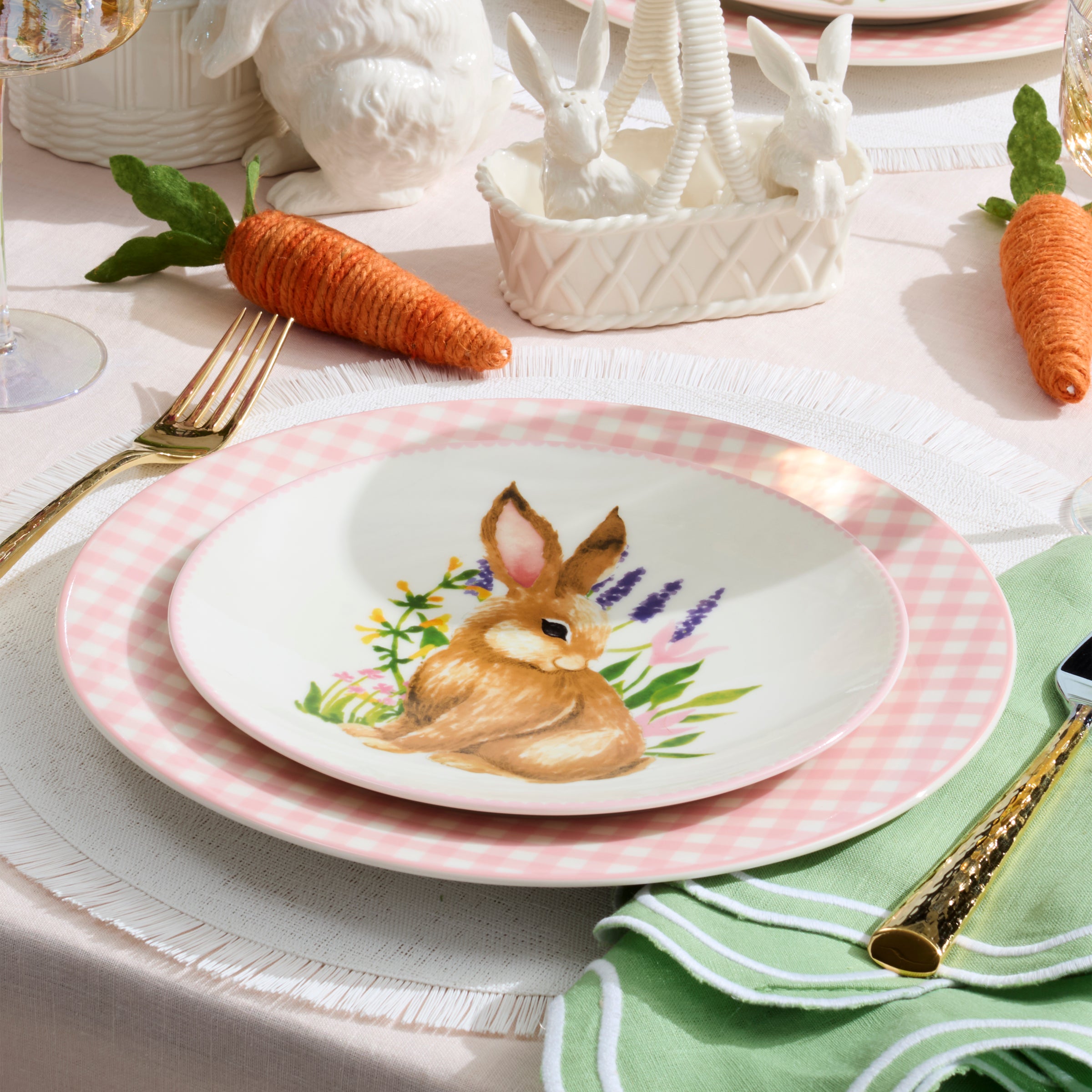 Easter Bunny Accent Plates Set of 4 - Cute Rabbit-Themed Dinnerware for Spring Celebrations, Holiday Parties & Home Decor