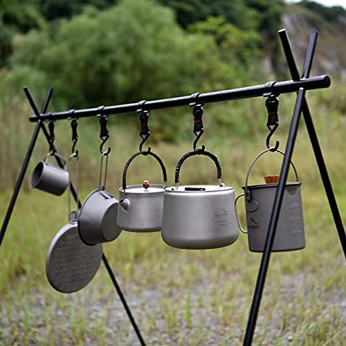 **Foldable Camping Cookware Hanging Rack - Portable Triangle Storage Shelf with Hooks for Outdoor Cooking Gear | Perfect for Backpacking, Hiking & Camping Trips (Medium Size)**