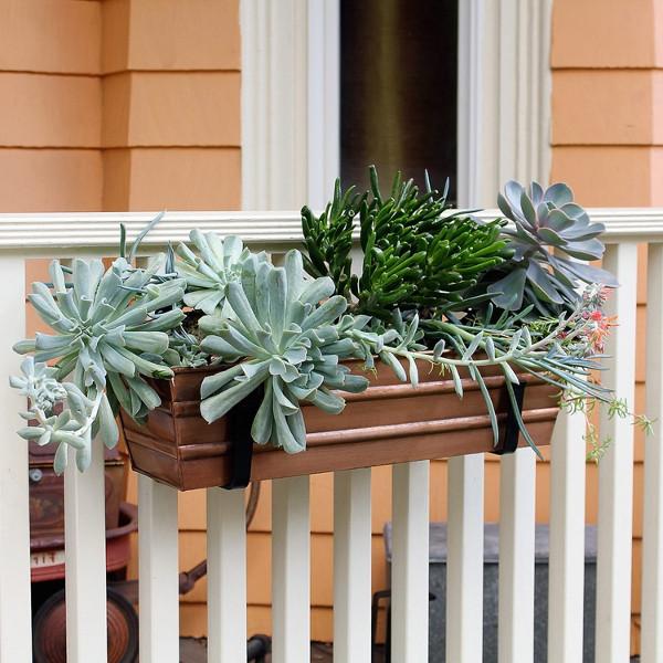 Decorative Flower Box with Wall Brackets - Hanging Planter for Indoor & Outdoor Garden Decor - Perfect for Windows, Balconies, and Patios