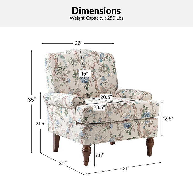 Dominik Armchair - Modern Accent Chair for Living Room, Bedroom & Office - Stylish Upholstered Lounge Chair with Wooden Legs - Perfect for Relaxing, Reading & Decor
