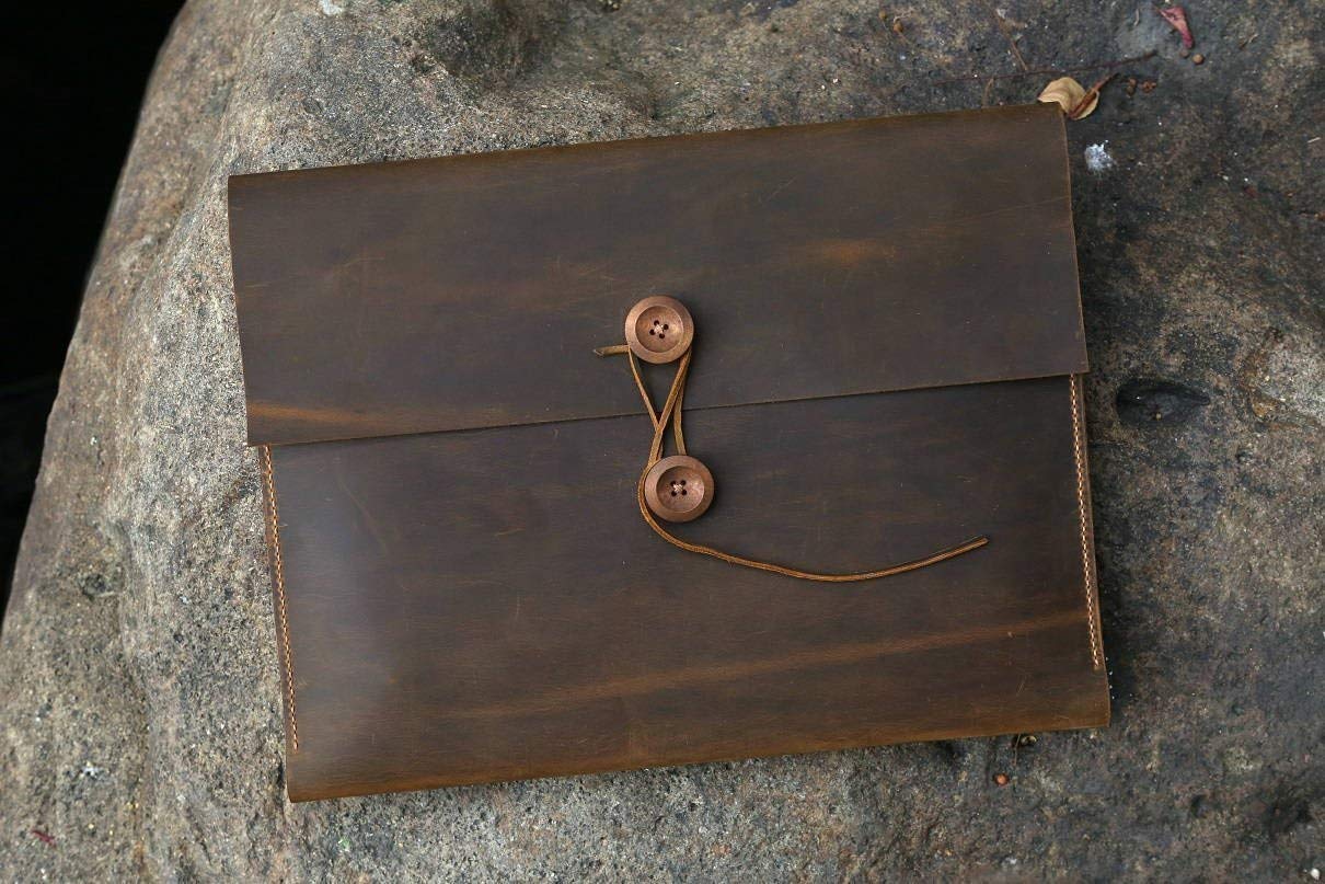 Handmade Distressed Leather MacBook Pro Laptop Case - Vintage Business Portfolio & Travel Organizer (MB05PDB) | Perfect for Office, Commuting & Business Trips