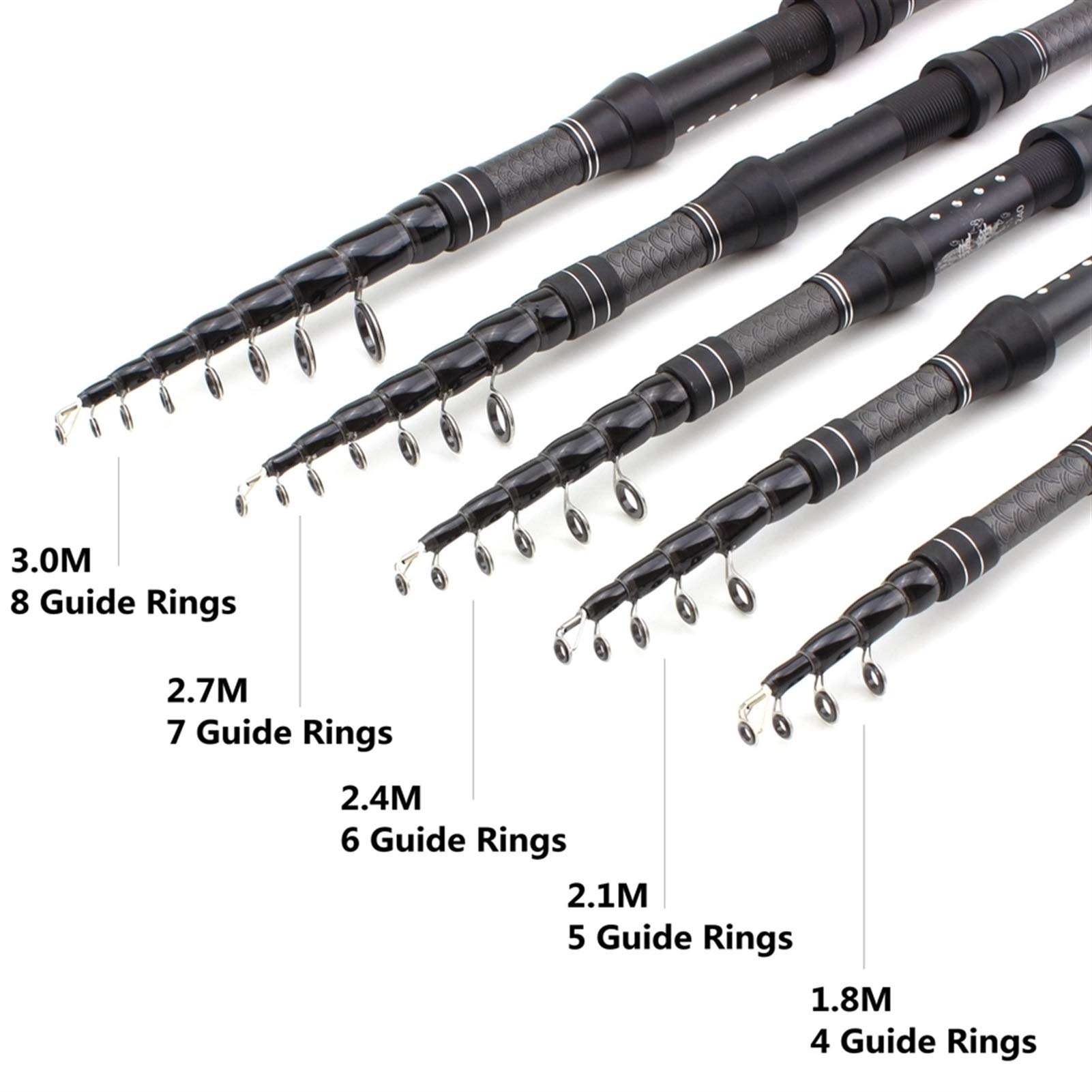 ZYHYD Telescopic Fishing Rod 1.8m-3.0m Carbon Fiber Ultra-Short Travel Rod for Carp Trout Bait Fishing | Portable Spinning Rod for Long Casting | Perfect for Backpacking Camping and Shore Fishing