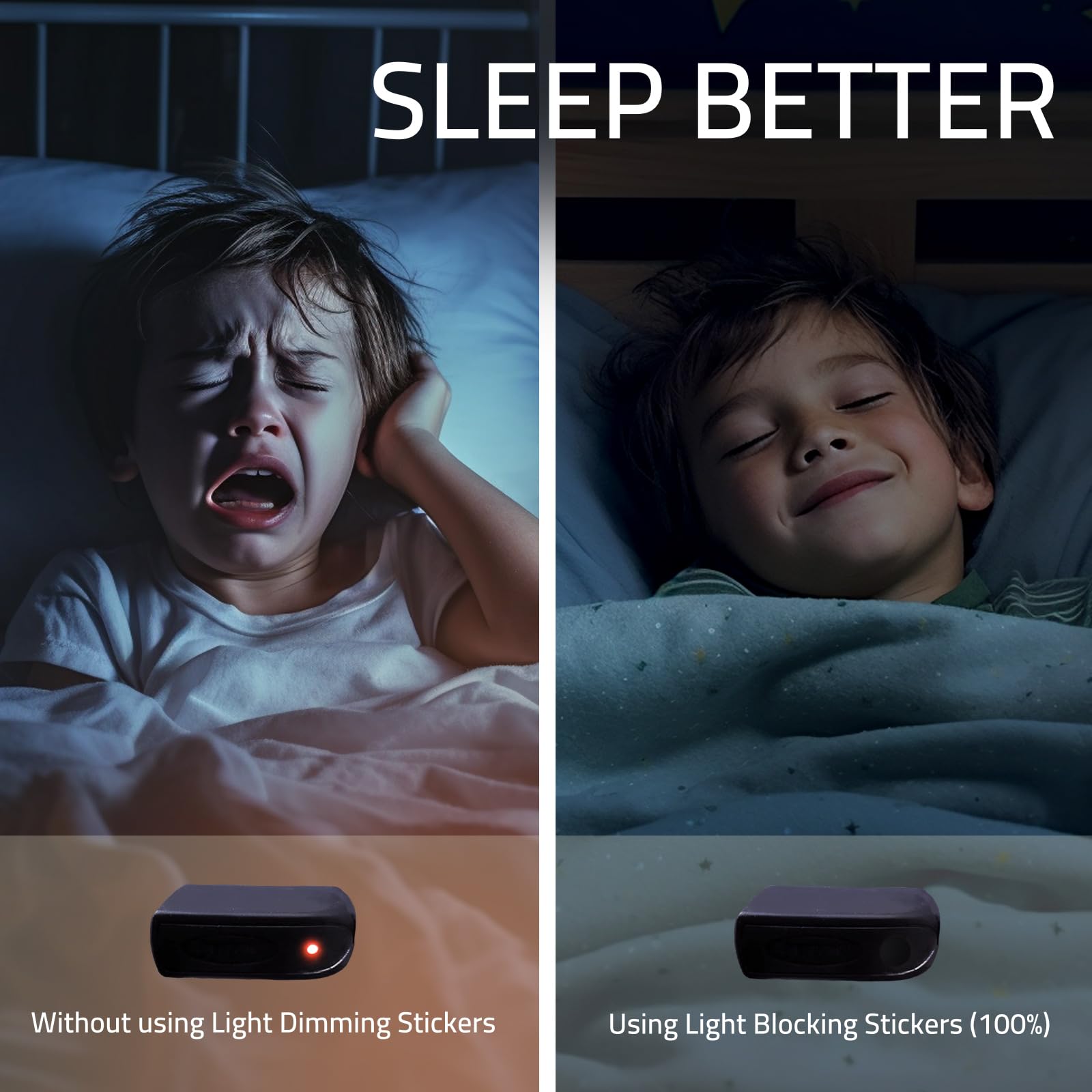 LED Light Dimming Stickers - 2 Pack White & Black, 50% Light Reduction for Soft Ambient Lighting - Perfect for Bedrooms, Offices, and Home Theater Setup