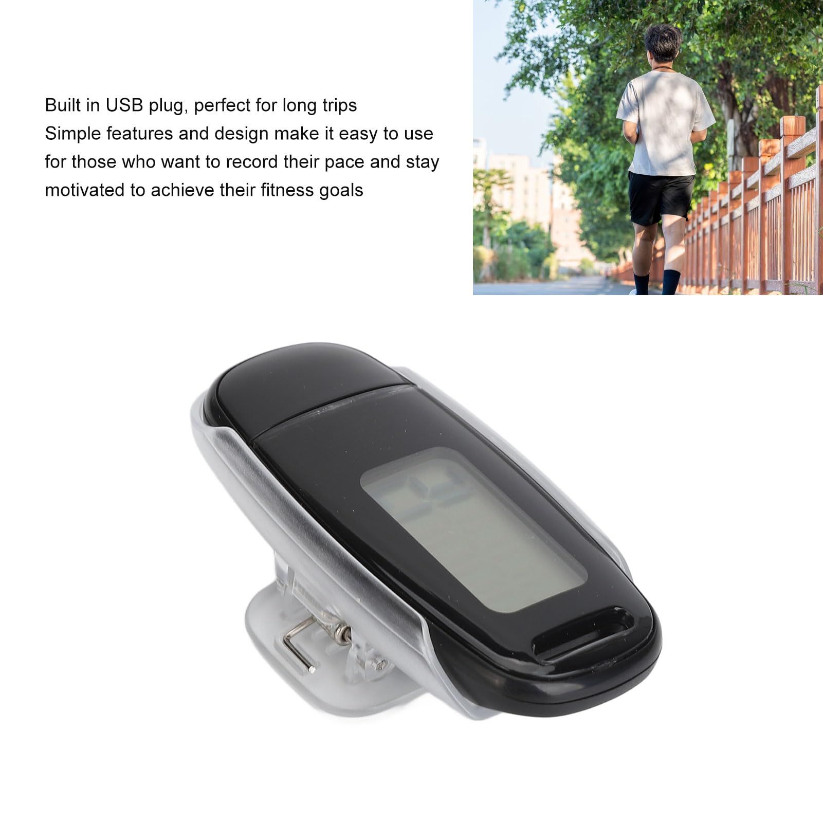 Accurate Pedometer for Walking & Running - Digital Step Counter with Large Display, USB Rechargeable, Clip-On Activity Tracker for Seniors & Adults - Perfect for Fitness Tracking, Weight Loss & Daily Exercise Motivation