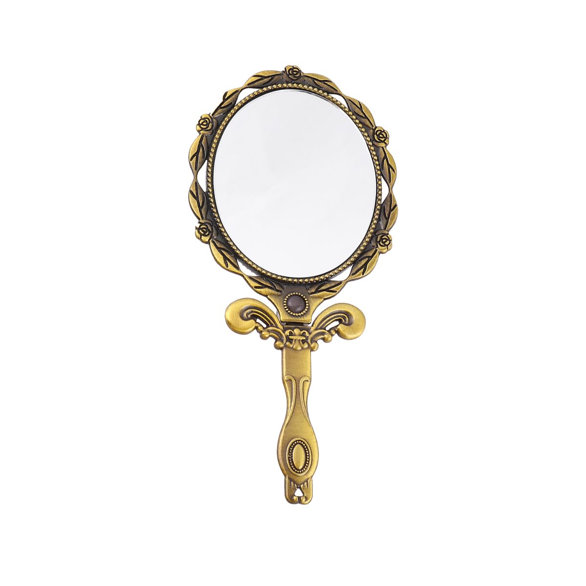 Vintage Metal Handheld Mirror - Antique Embossed Foldable Pocket Mirror for Women & Men | Compact Makeup Mirror, Travel Essential, Gift Idea for Ladies, Retro Style Accessory | Perfect for Home Vanity, Purse, Travel & Cosmetics Touch-ups