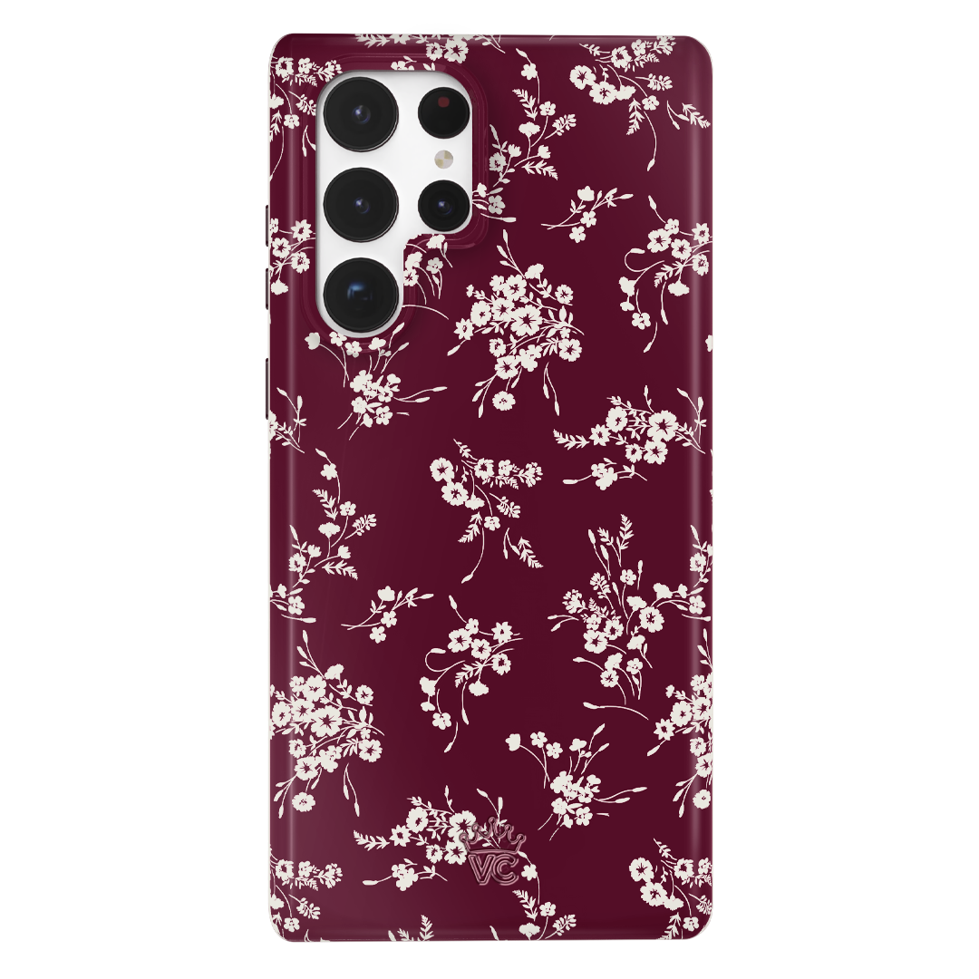 French Burgundy Floral Samsung Phone Case - Elegant Protective Cover for Galaxy S21/S20/Note 20 - Perfect for Daily Use, Travel & Gift Giving