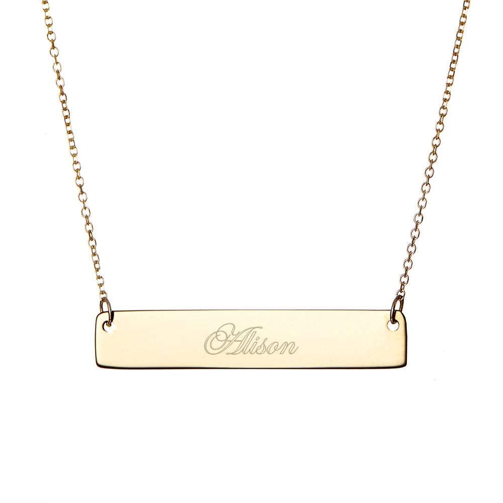 EVE'S ADDICTION Custom Engraved Gold Plated Name Bar Necklace for Women - 16 Inch Personalized Nameplate Necklace - Birthday Gift for Her, Mom, Wife - Perfect for Anniversaries, Valentine's Day & Special Occasions
