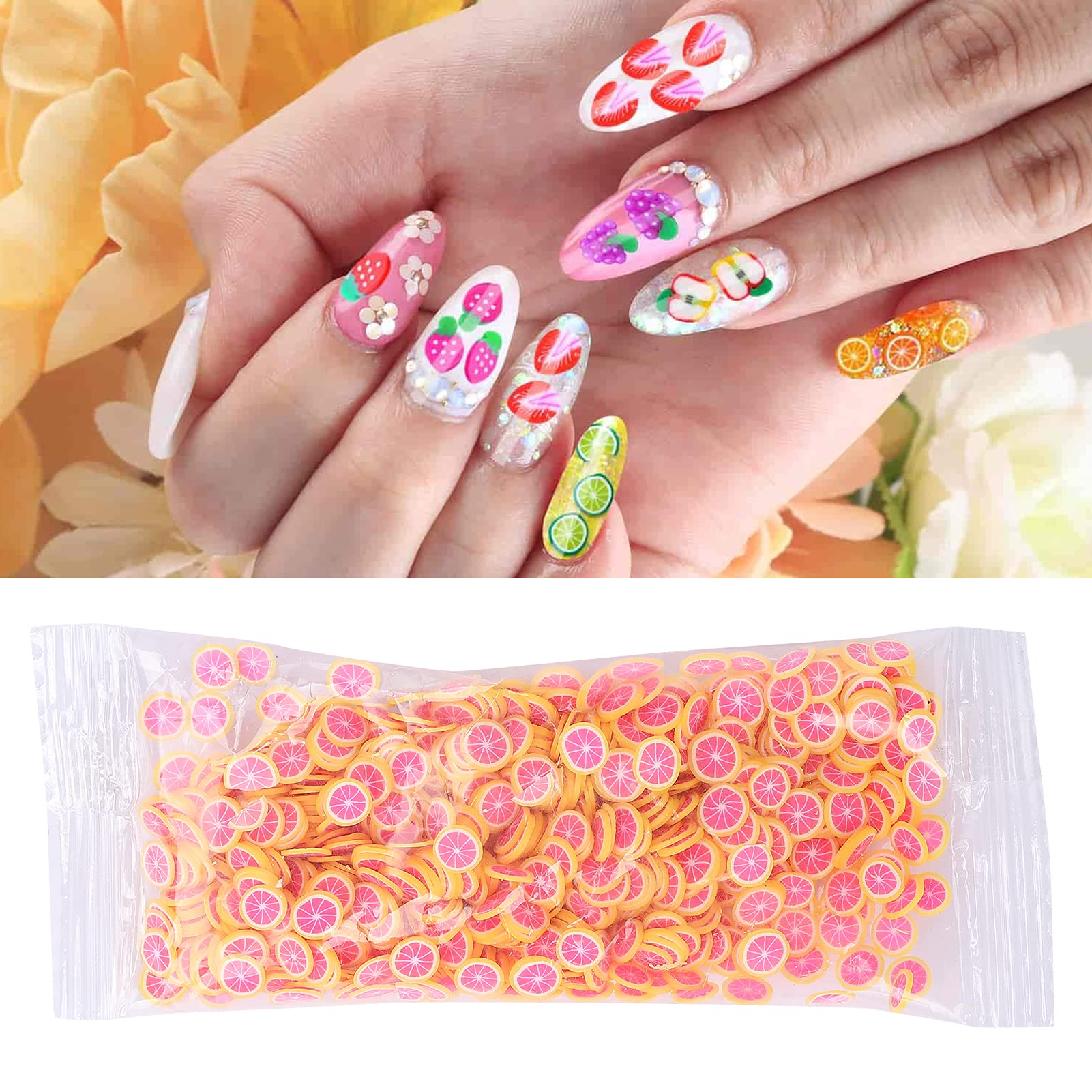 Fruit-Shaped Nail Slice Decorations - Unique Red Heart Pomelo Design for Carnival, Party & Festival Fun | DIY Nail Art Accessories for Special Events & Celebrations